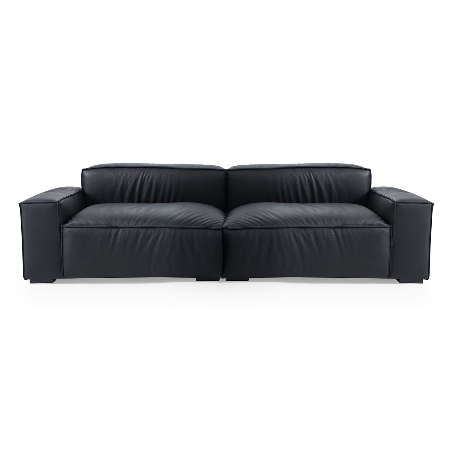 Low back black genuine leather extra large designer sofa