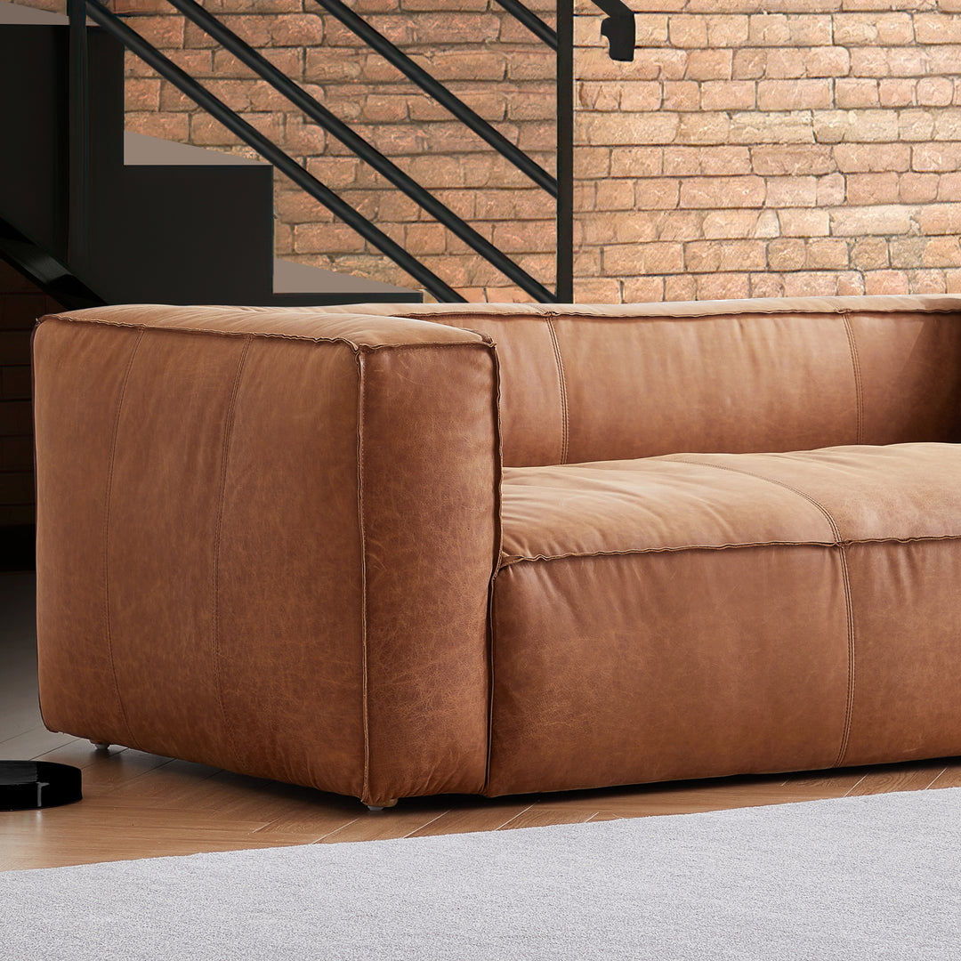Modern brown top grain leather 3-Seater upholstery sofa