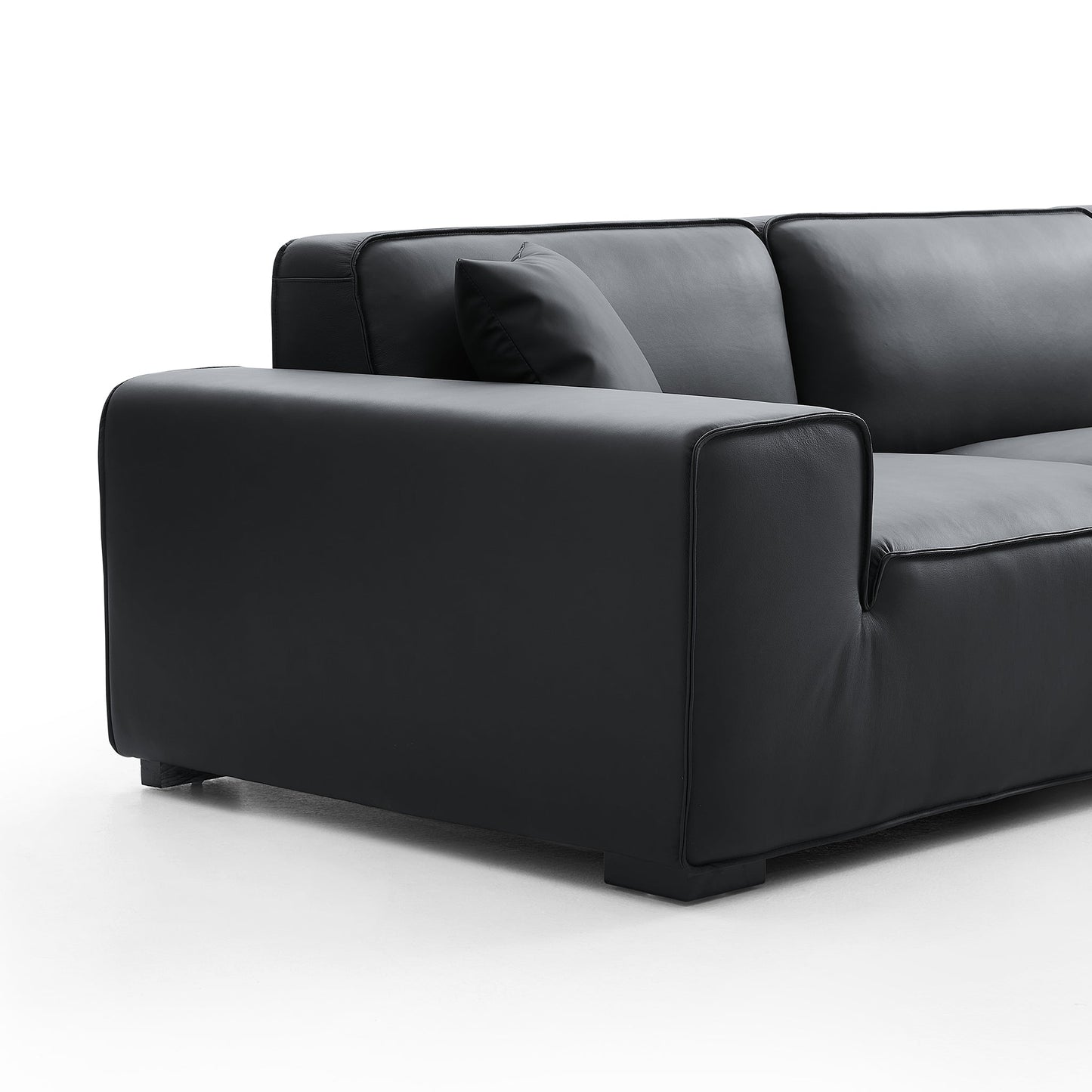 Modern style black genuine leather modular sofa