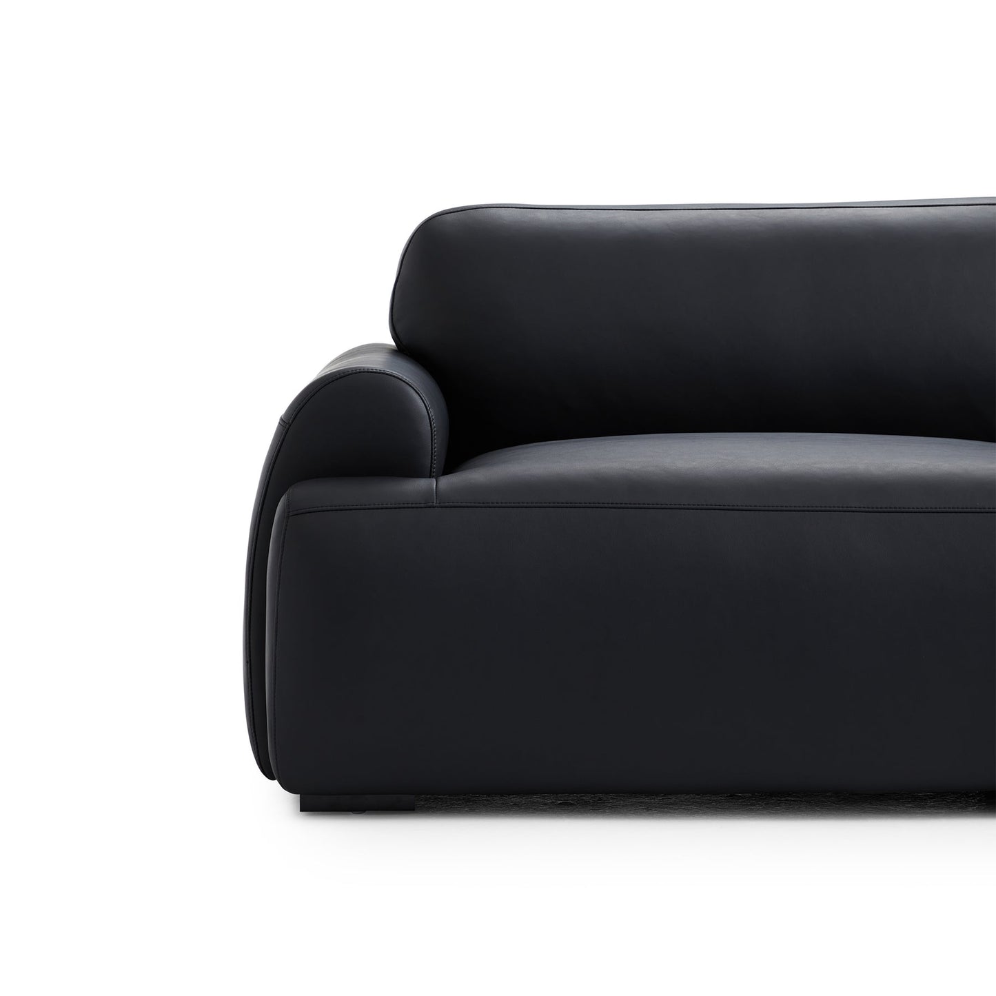 Home furniture office black genuine leather 4 seater sofa