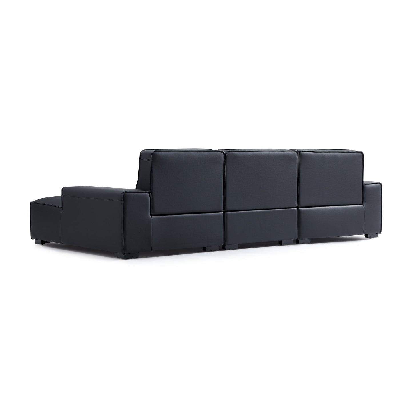 Living room deep seat high back leather sectional sofa with chaise