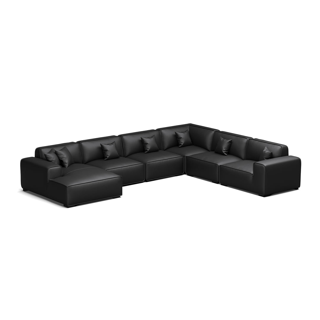 Home office living room genuine leather U shape sectional sofa