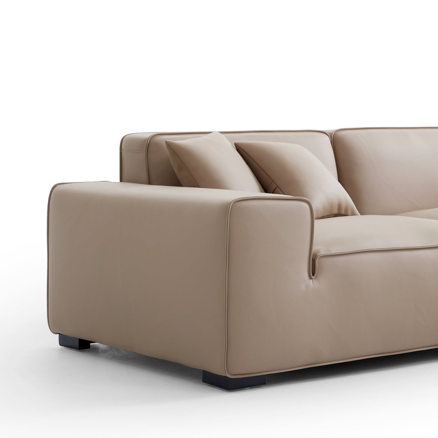 Real leather khaki modular 3 pieces sofa sets