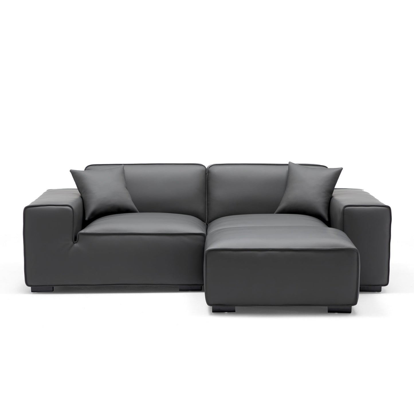 Genuine leather upholstery modular sofa with ottoman