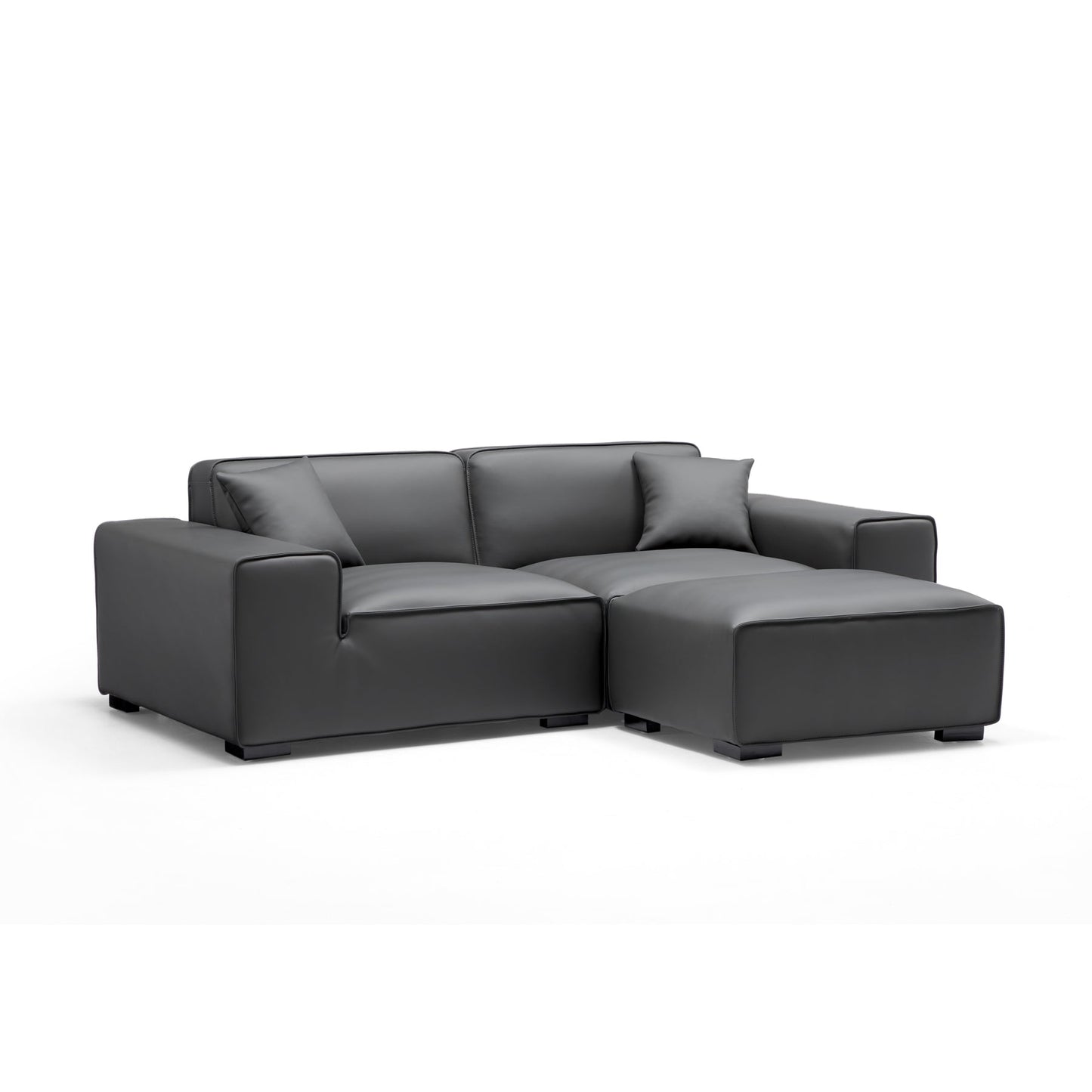Genuine leather upholstery modular sofa with ottoman