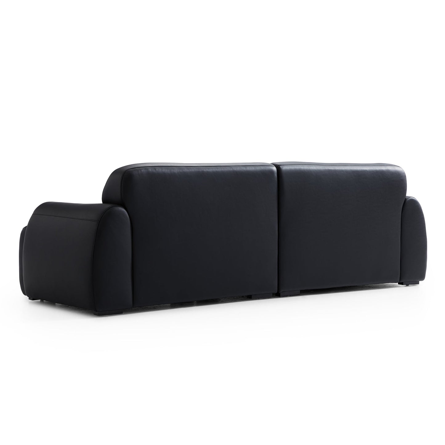 Home furniture office black genuine leather 4 seater sofa