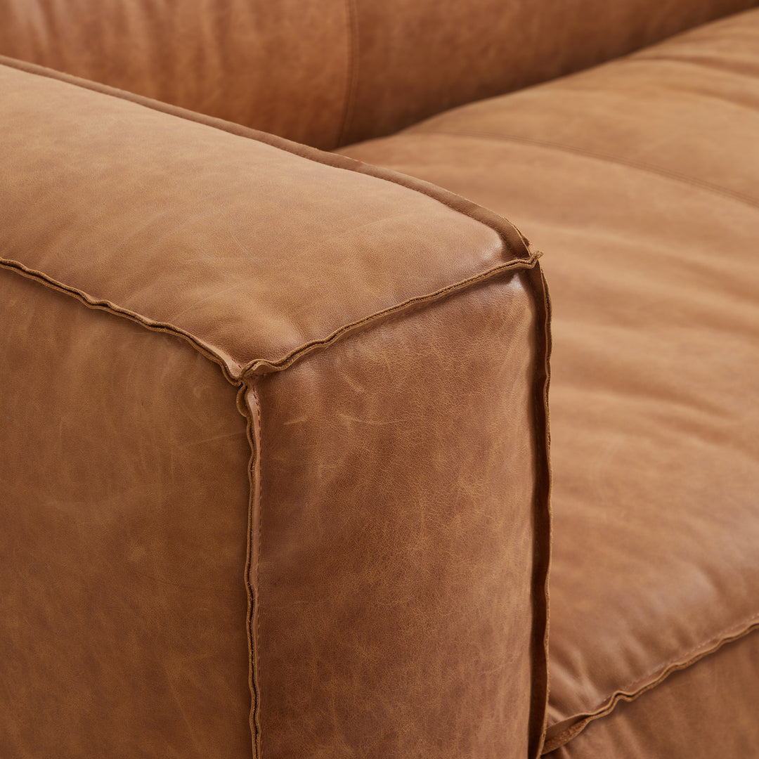 Modern brown top grain leather 3-Seater upholstery sofa