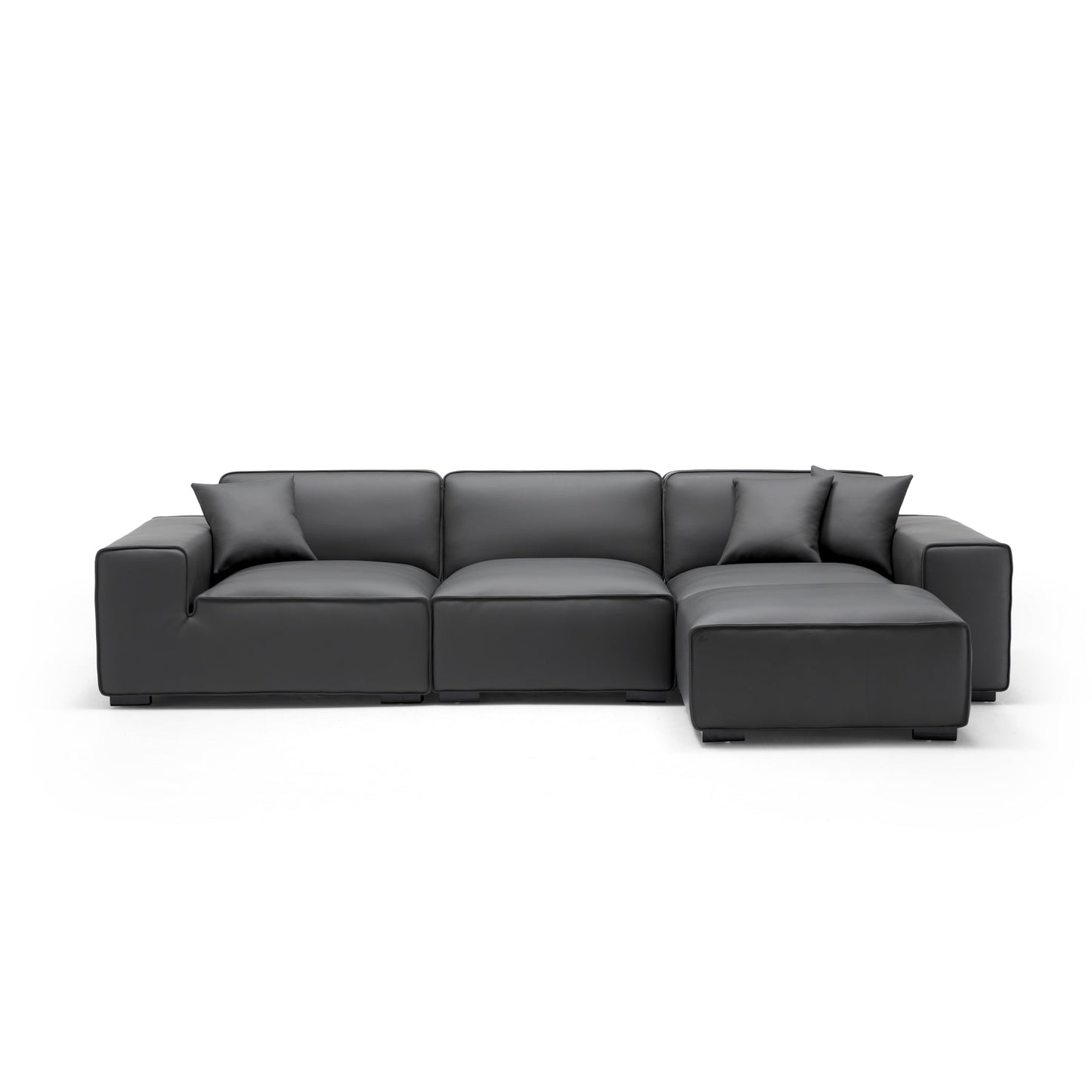 Genuine leather upholstery modular sofa with ottoman