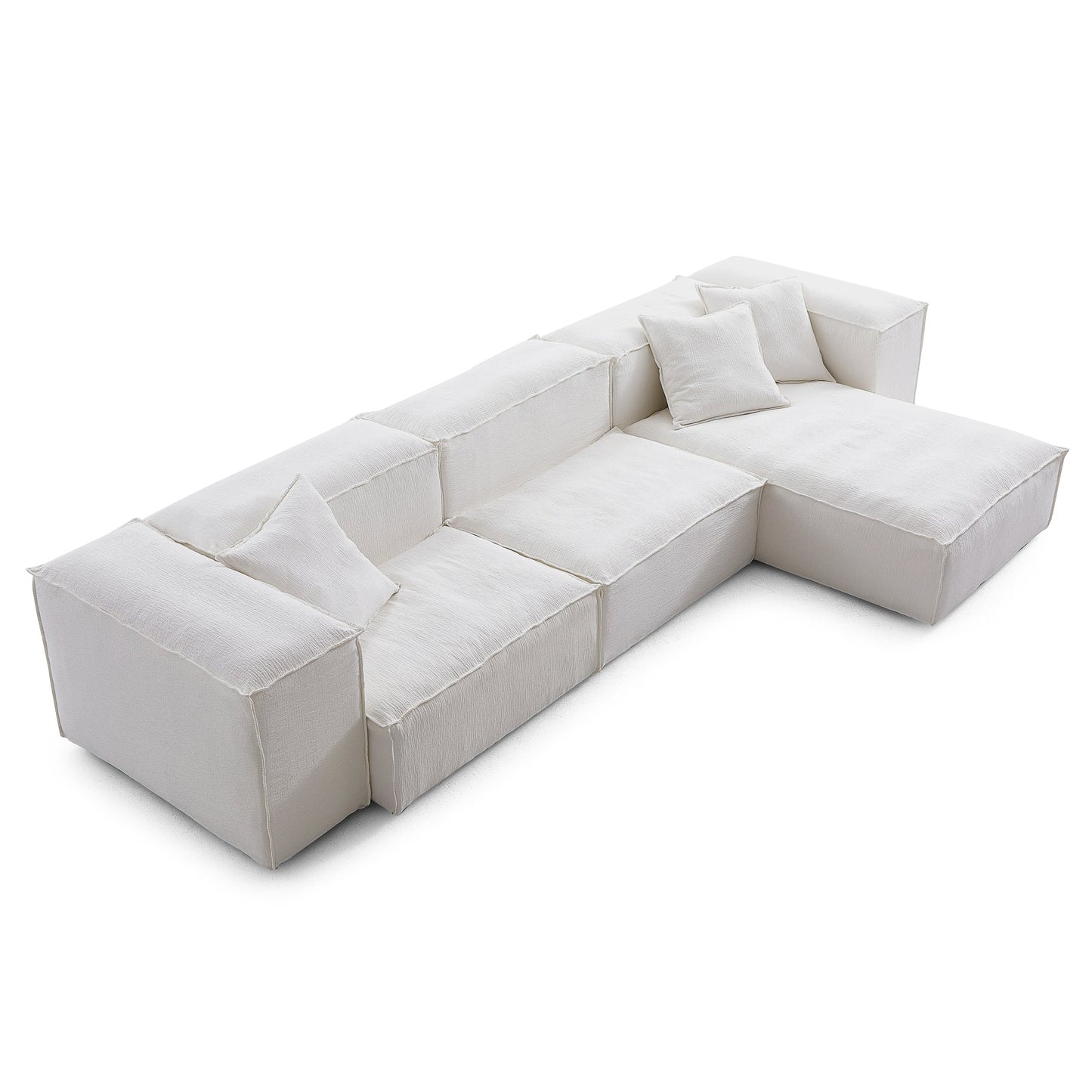 Cozy Natural Linen Fabric Removable Cover Sectional Sofa