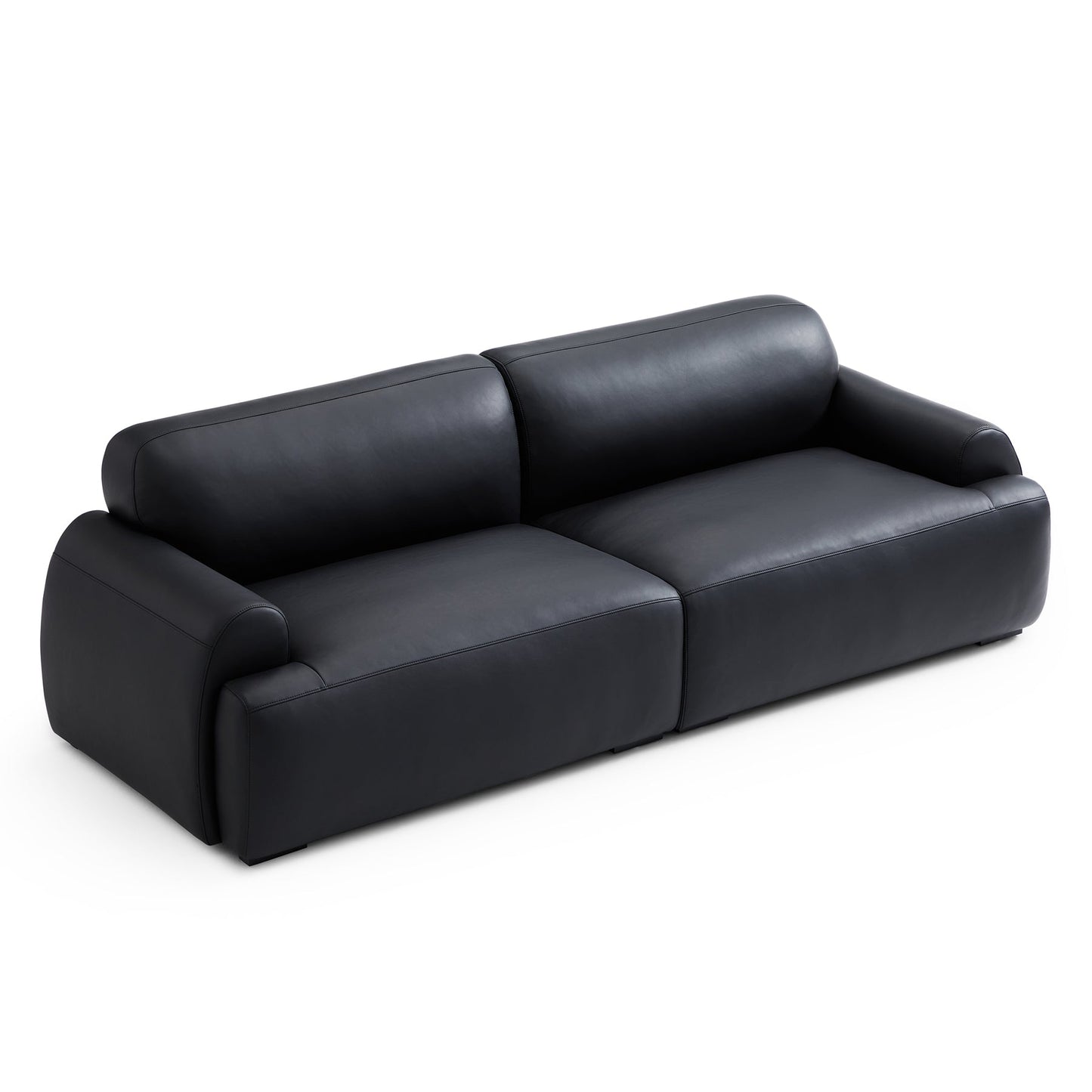 Home furniture office black genuine leather 4 seater sofa