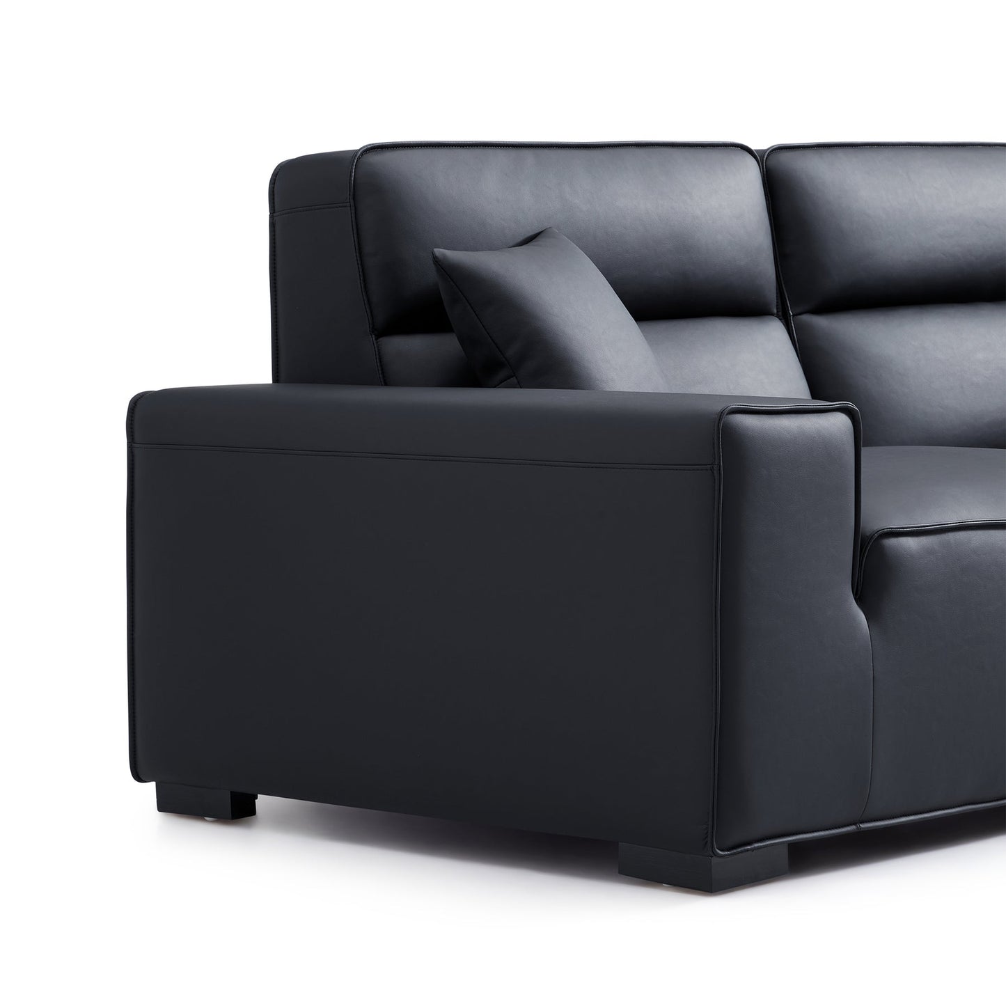 Living room deep seat high back leather sectional sofa with chaise