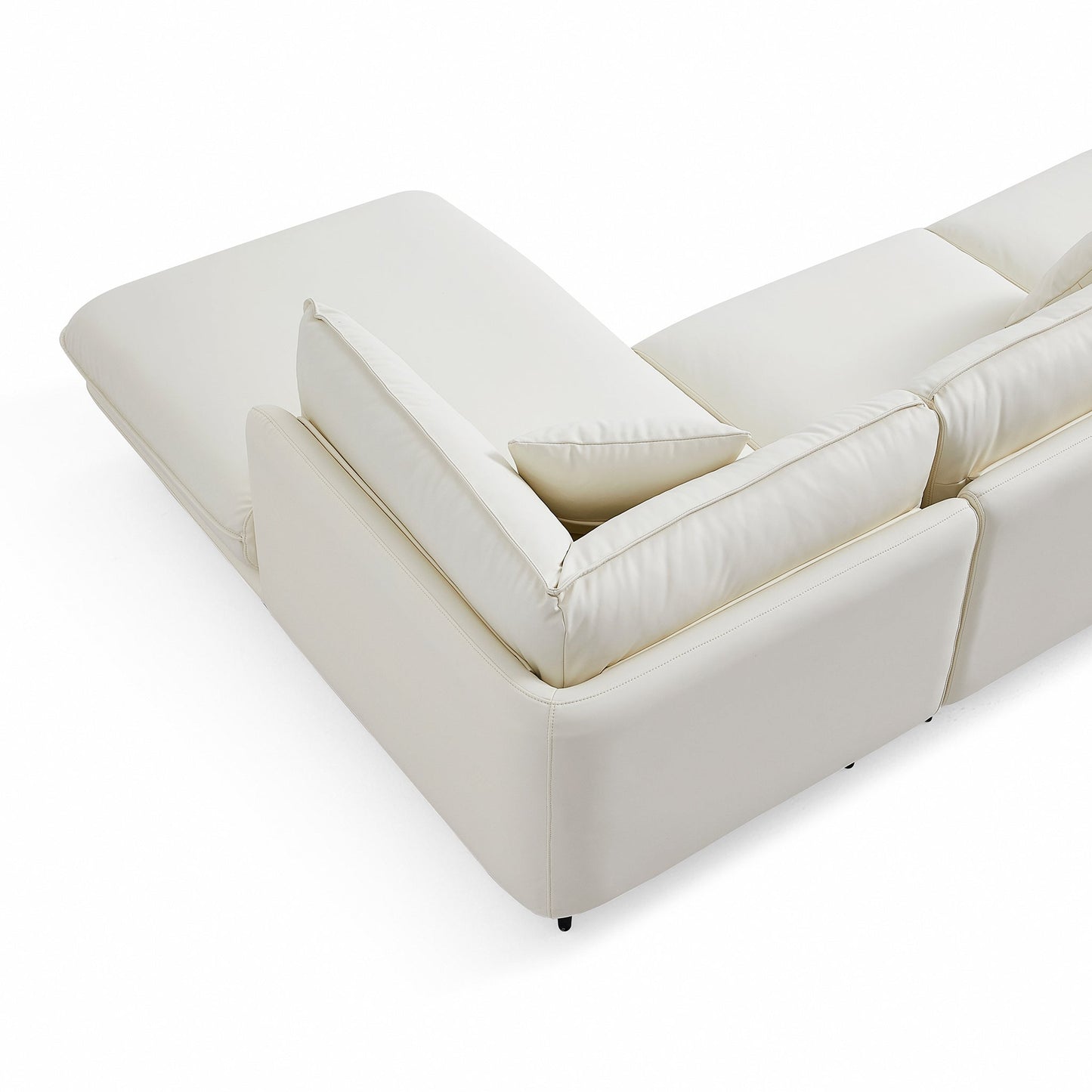 Modern style silicone leather modular L shape sectional sleeper sofa with chaise