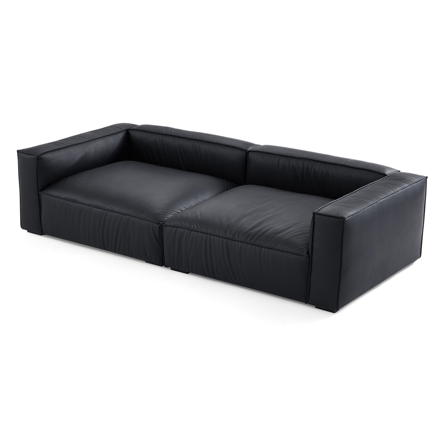 Genuine leather sectional left and right chaise sofa bed