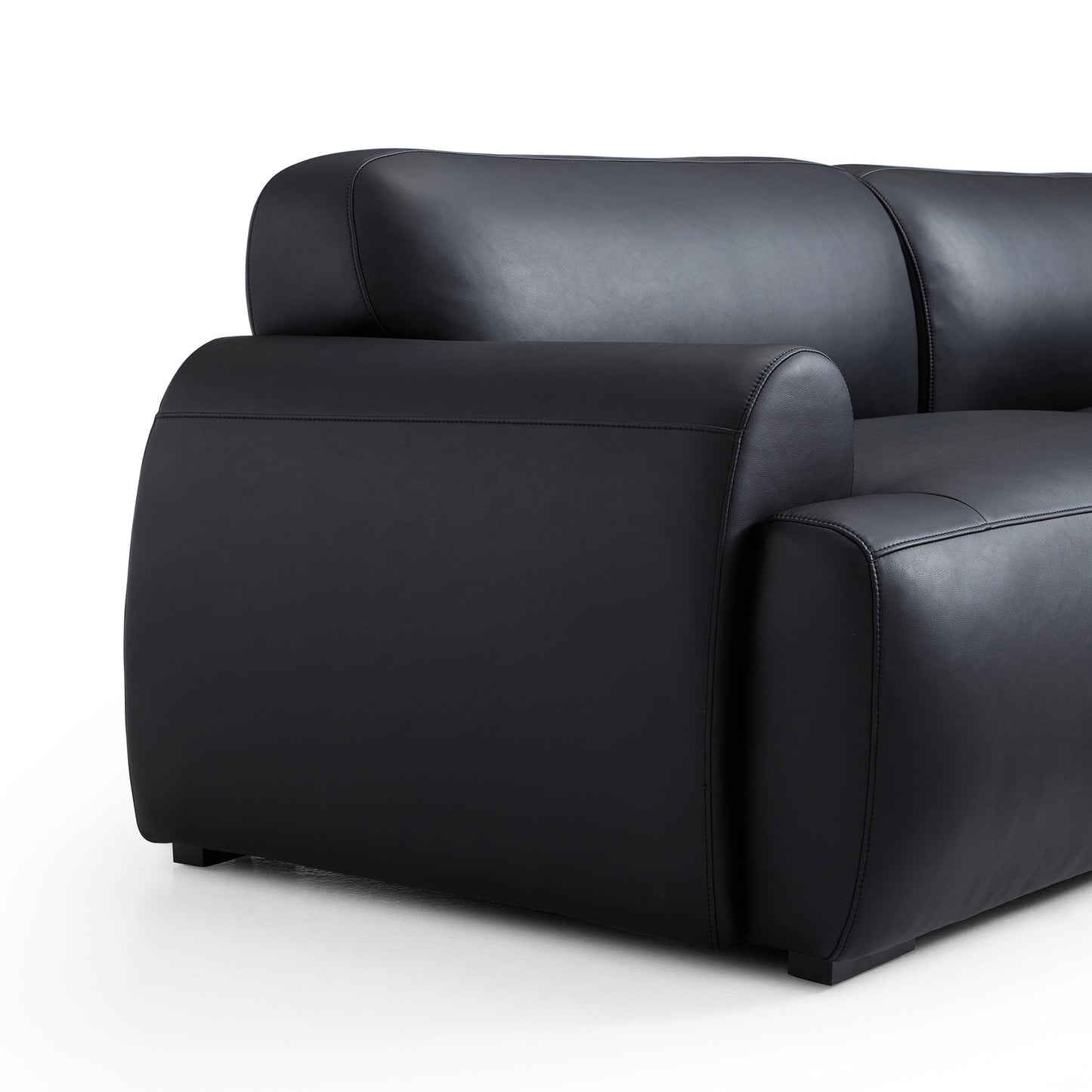 Home furniture office black genuine leather 4 seater sofa