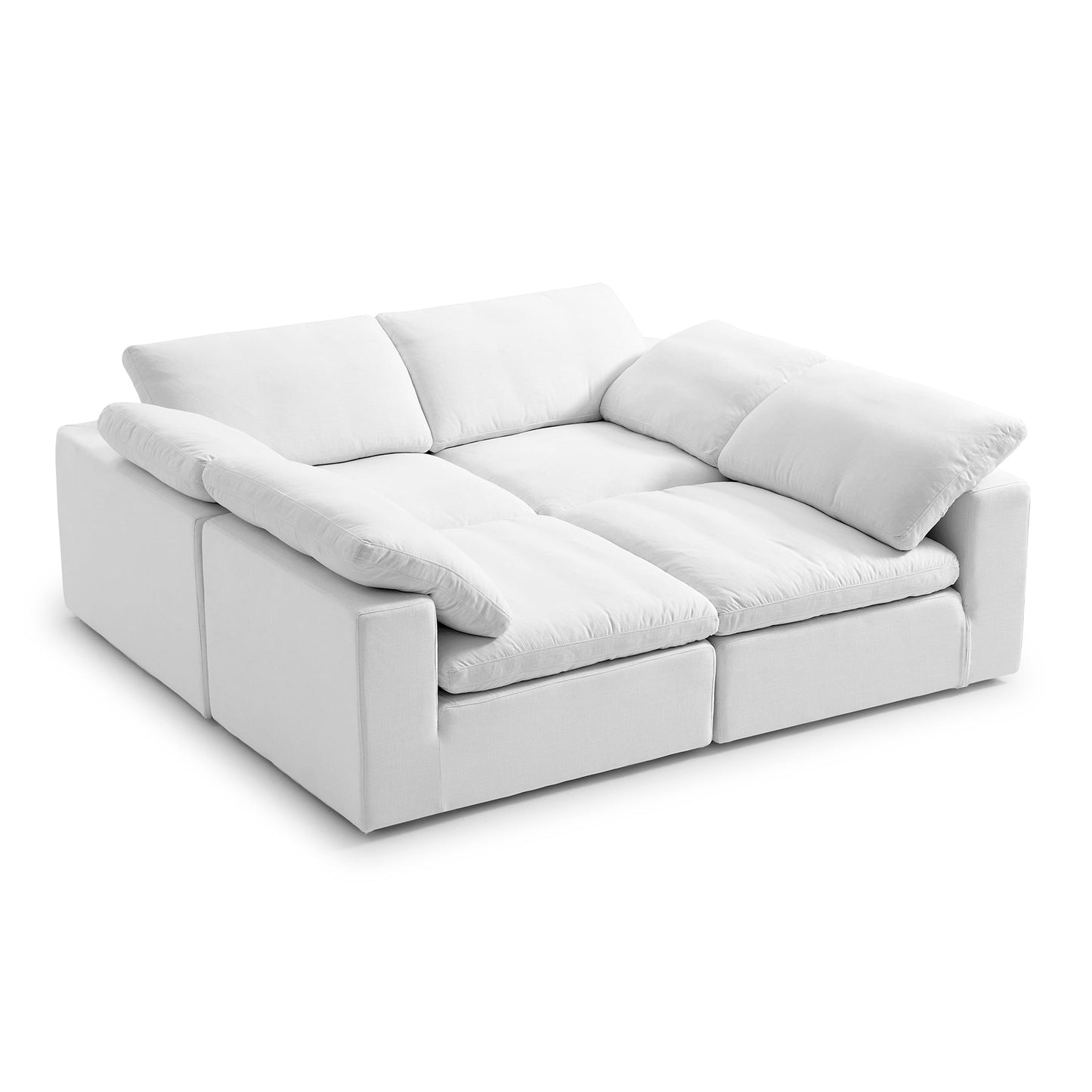 Modular White Fabric Easy Remove Linen Cover Sofa Bed