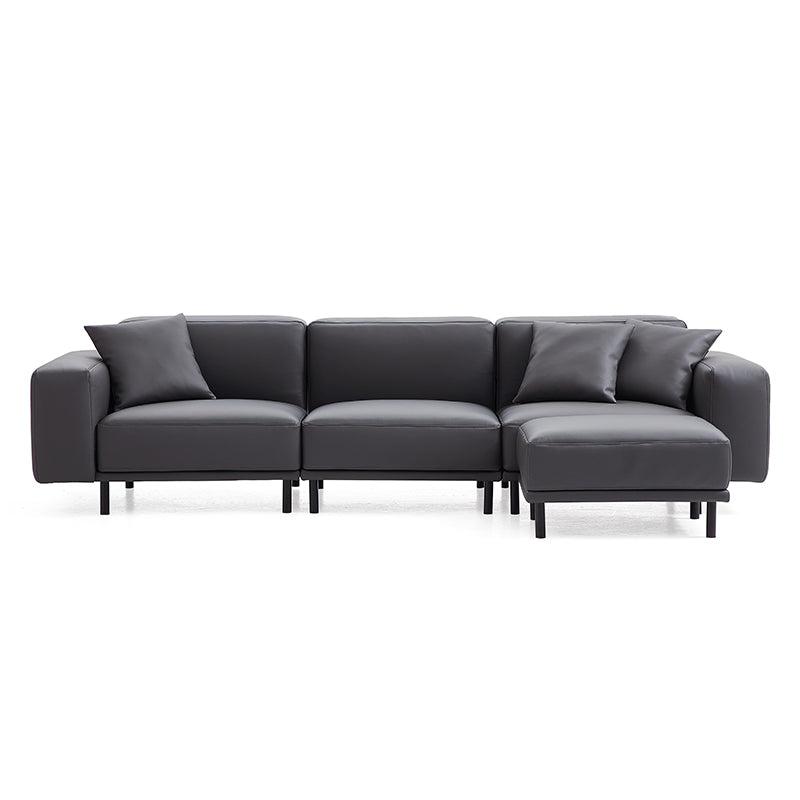 Modern Design Genuine Leather Modular Sofa with Ottoman