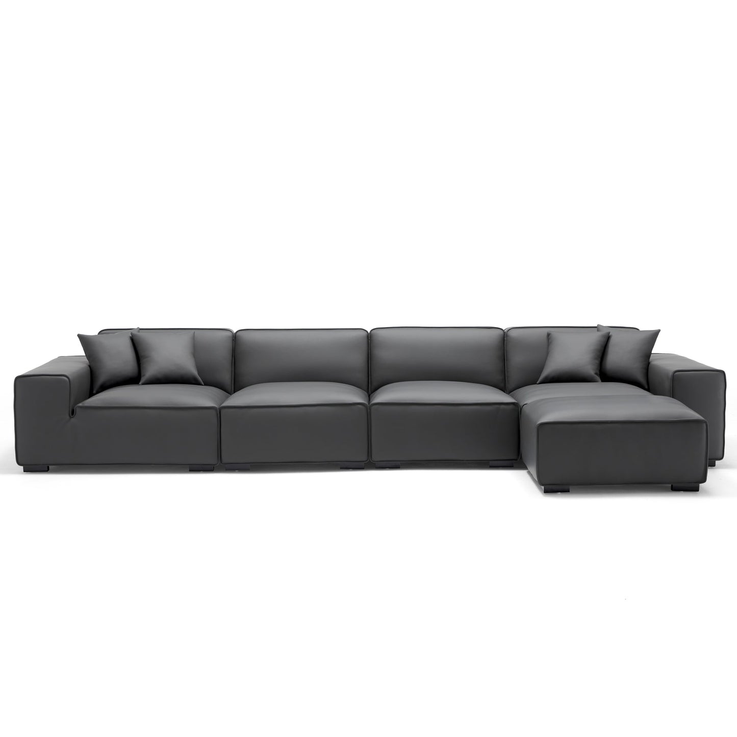 Genuine leather upholstery modular sofa with ottoman