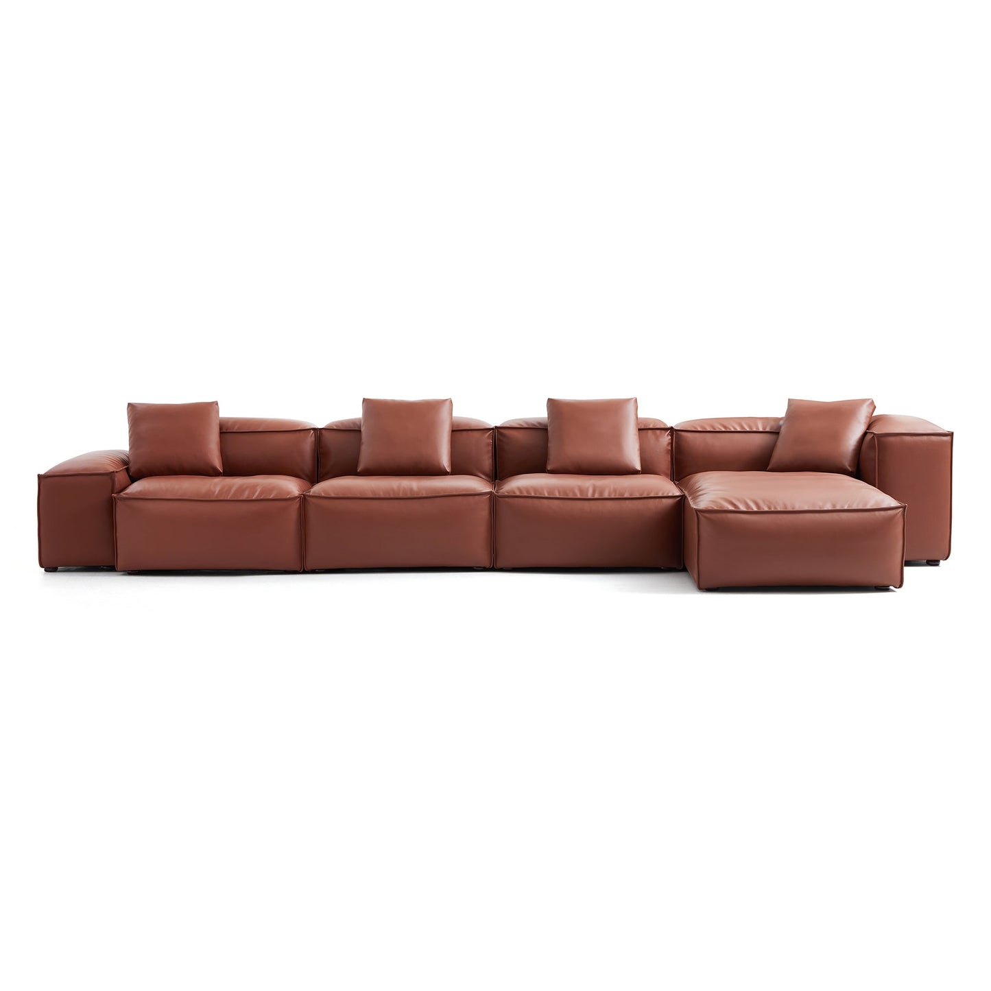 Brown Genuine Leather L Shape Sectional Sofa