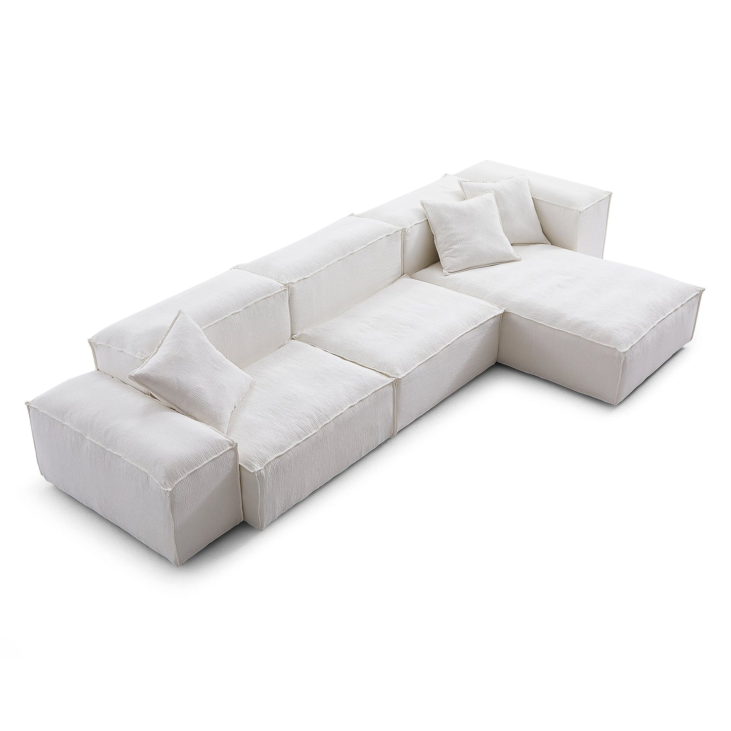 Cozy Natural Linen Fabric Removable Cover Sectional Sofa