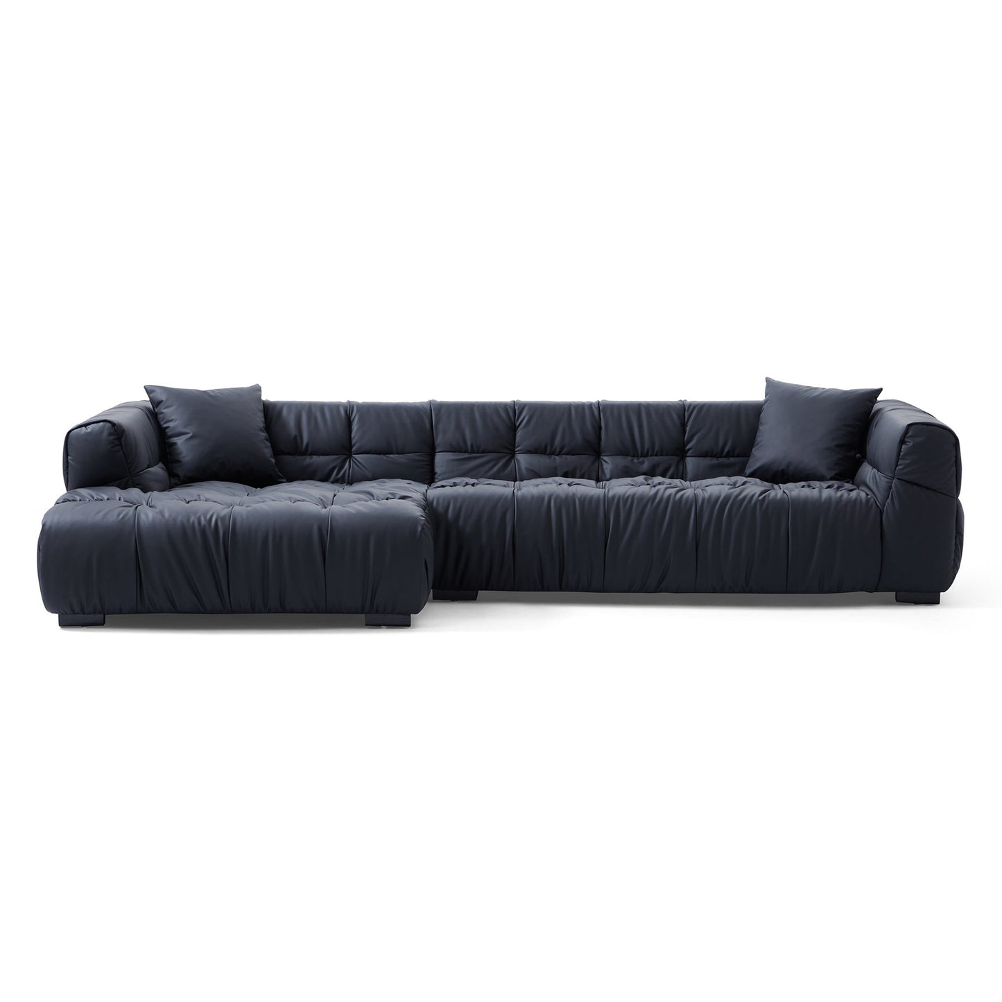 Modern L shape hi tech fabric living room sofa black
