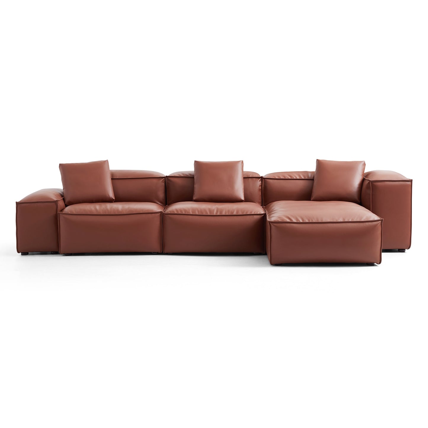 Brown Genuine Leather L Shape Sectional Sofa