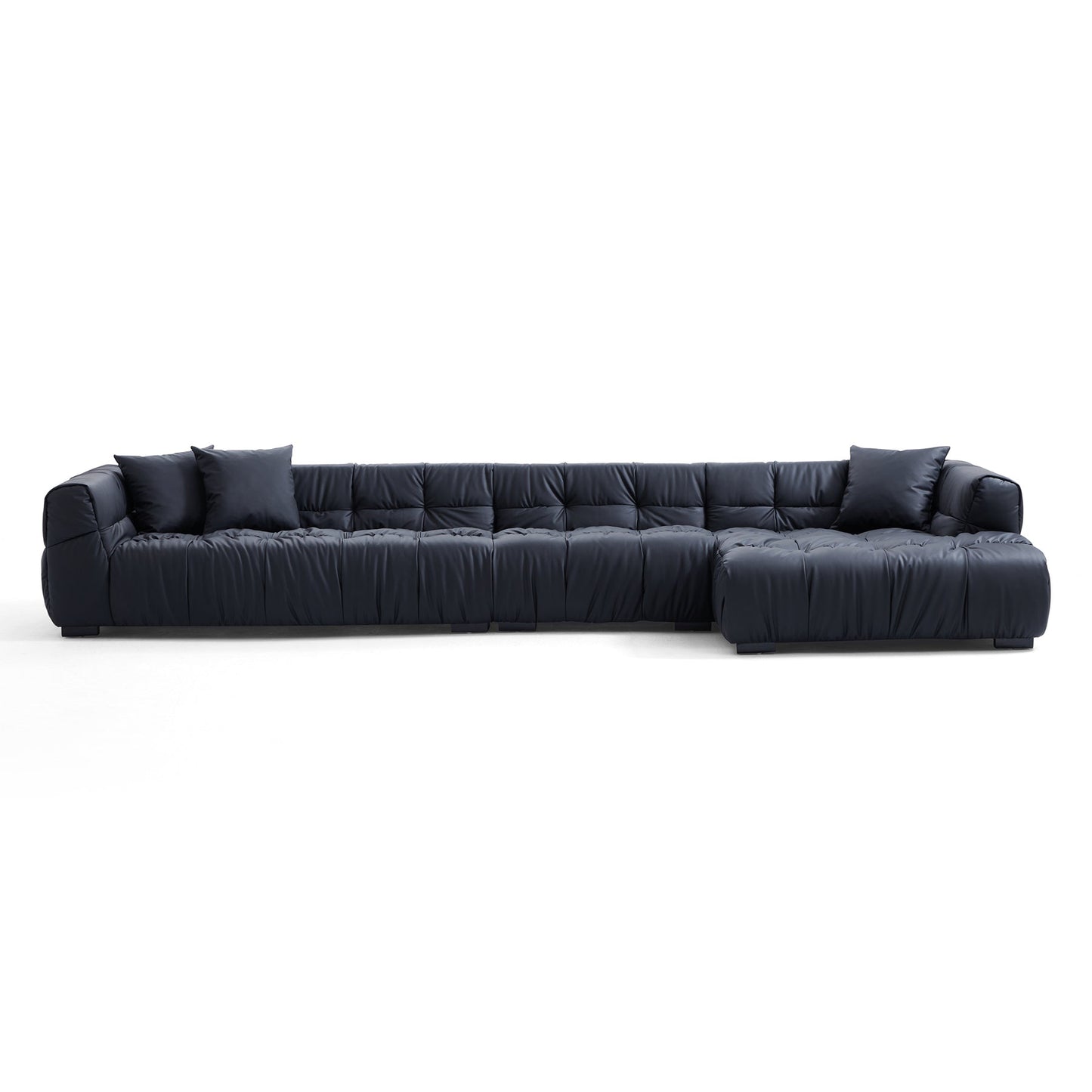 Modern L shape hi tech fabric living room sofa black