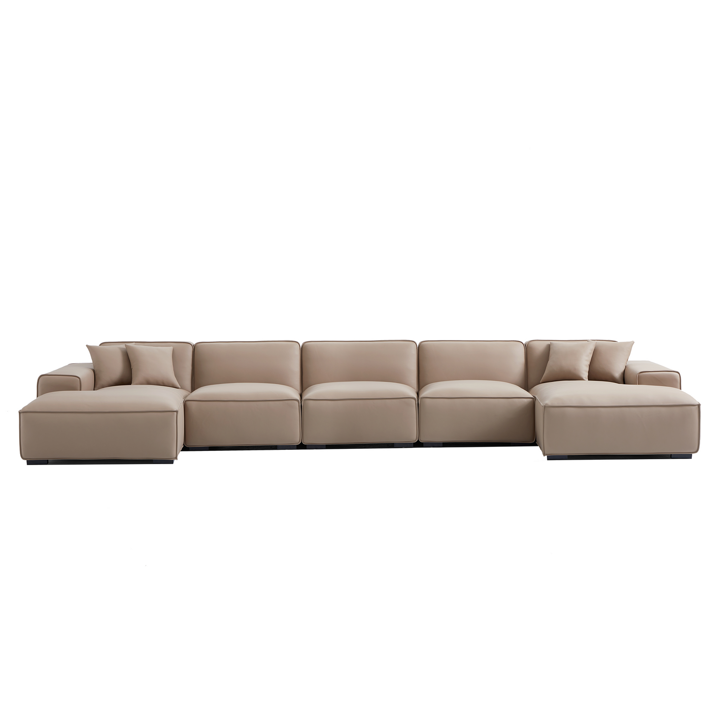 Living room big soft genuine leather u shape sofa