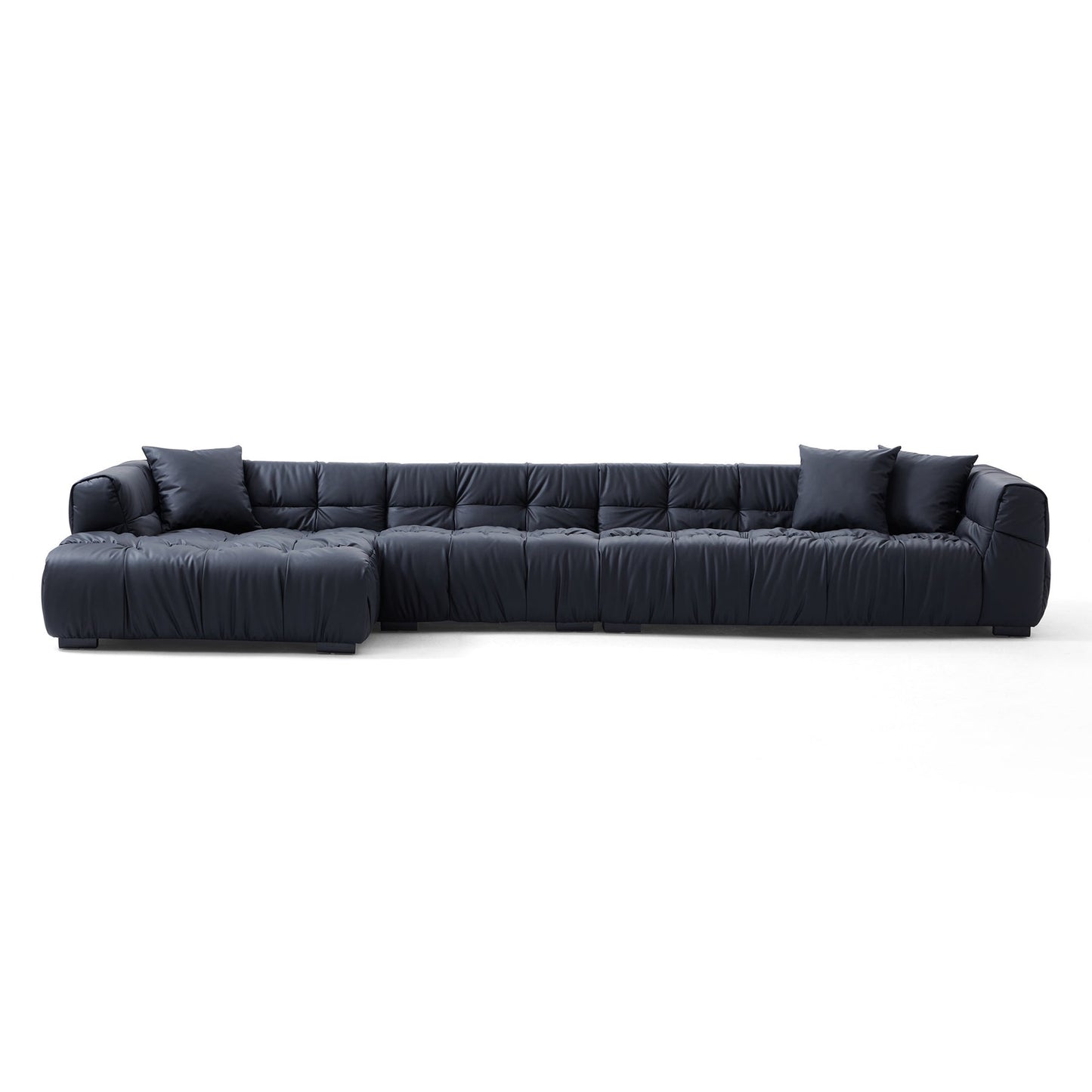 Modern L shape hi tech fabric living room sofa black