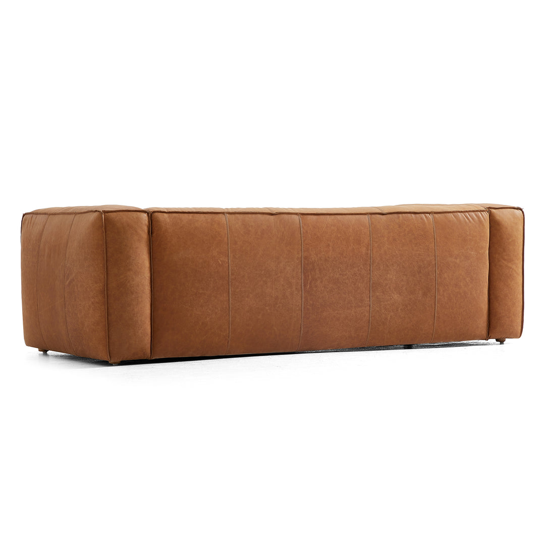 Modern brown top grain leather 3-Seater upholstery sofa