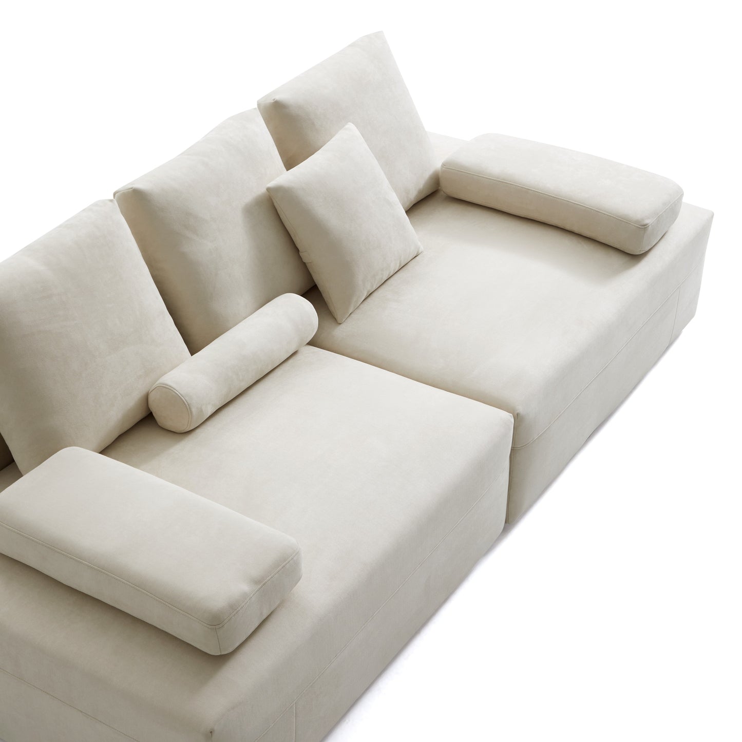Apartment cloud beige matte fabric couch modular sofa