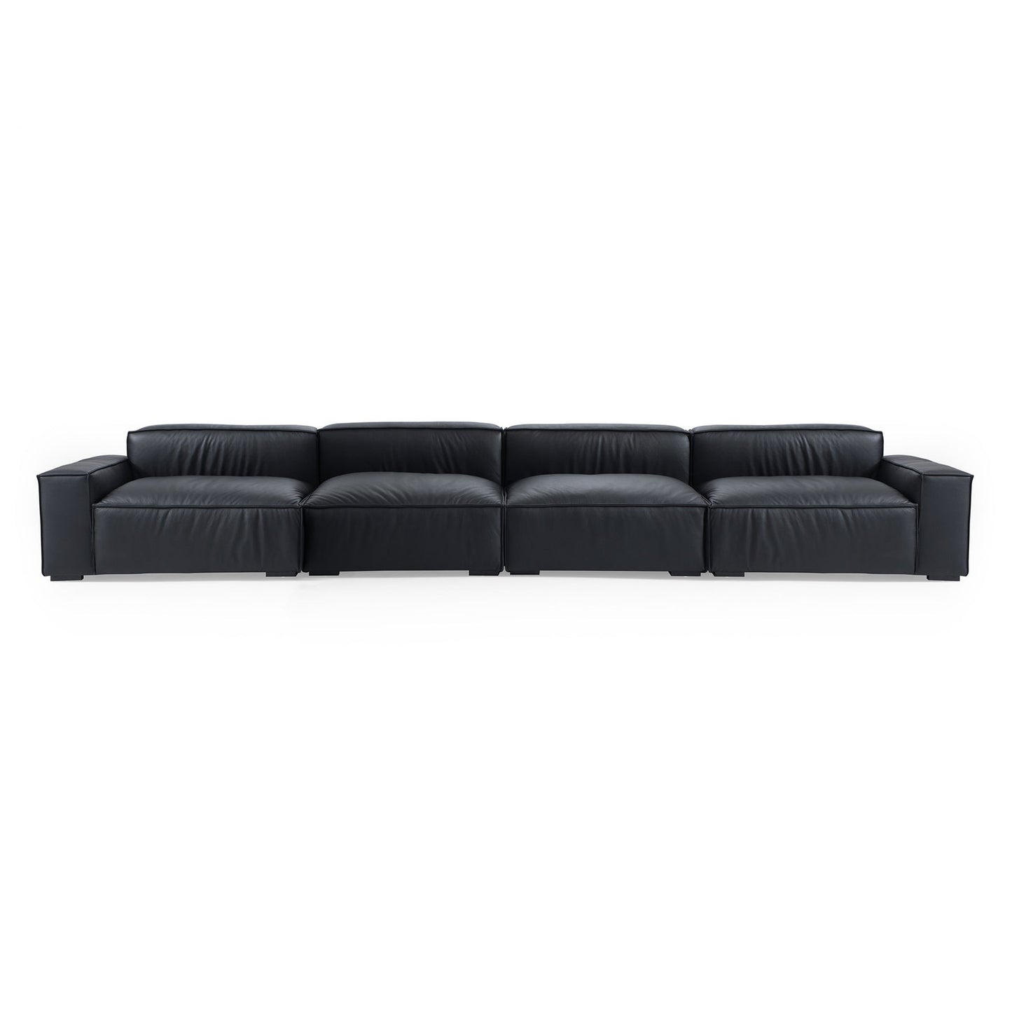 Low back black genuine leather extra large designer sofa