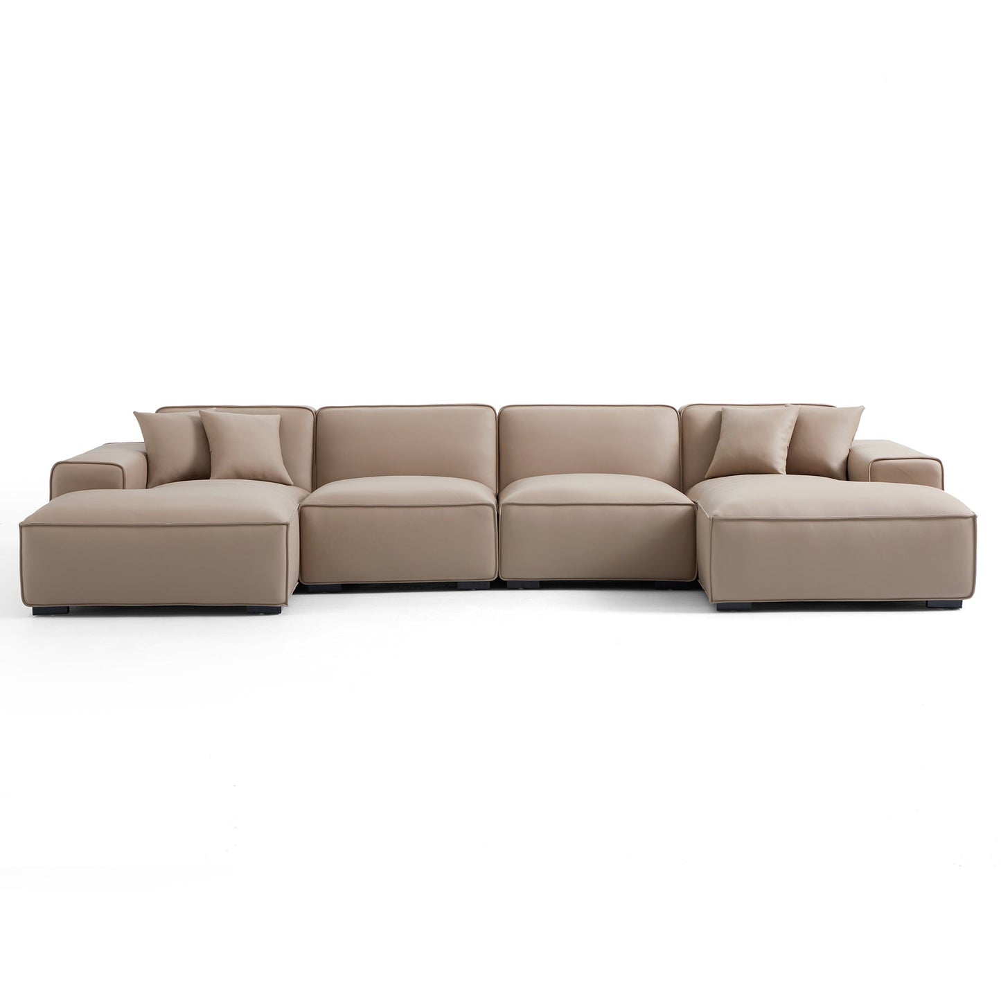 Living room big soft genuine leather u shape sofa