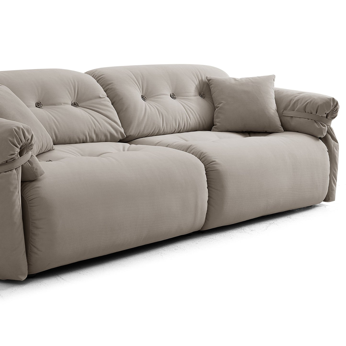 4 Seater Light Grey Matt Velvet Cozy Bedroom Sofa