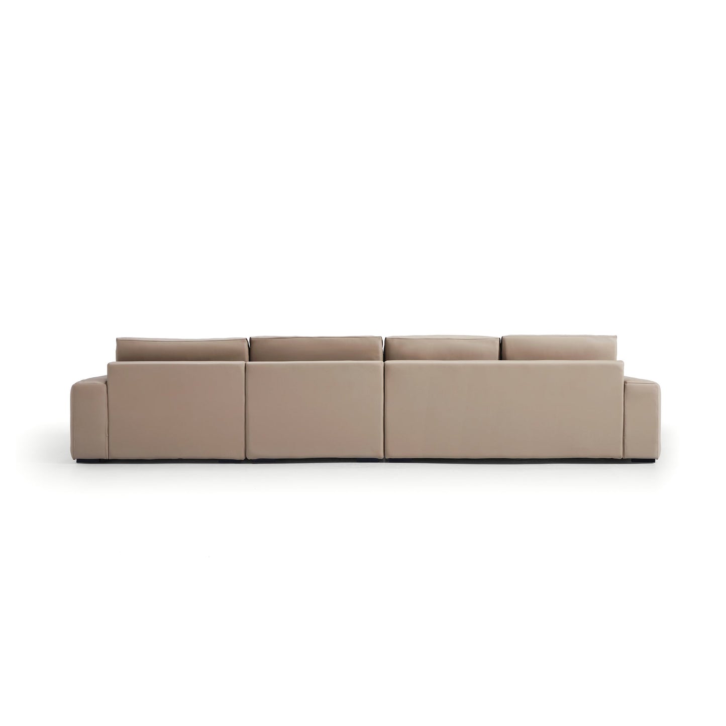 Khaki Genuine Leather Sectional Sofa with Chaise