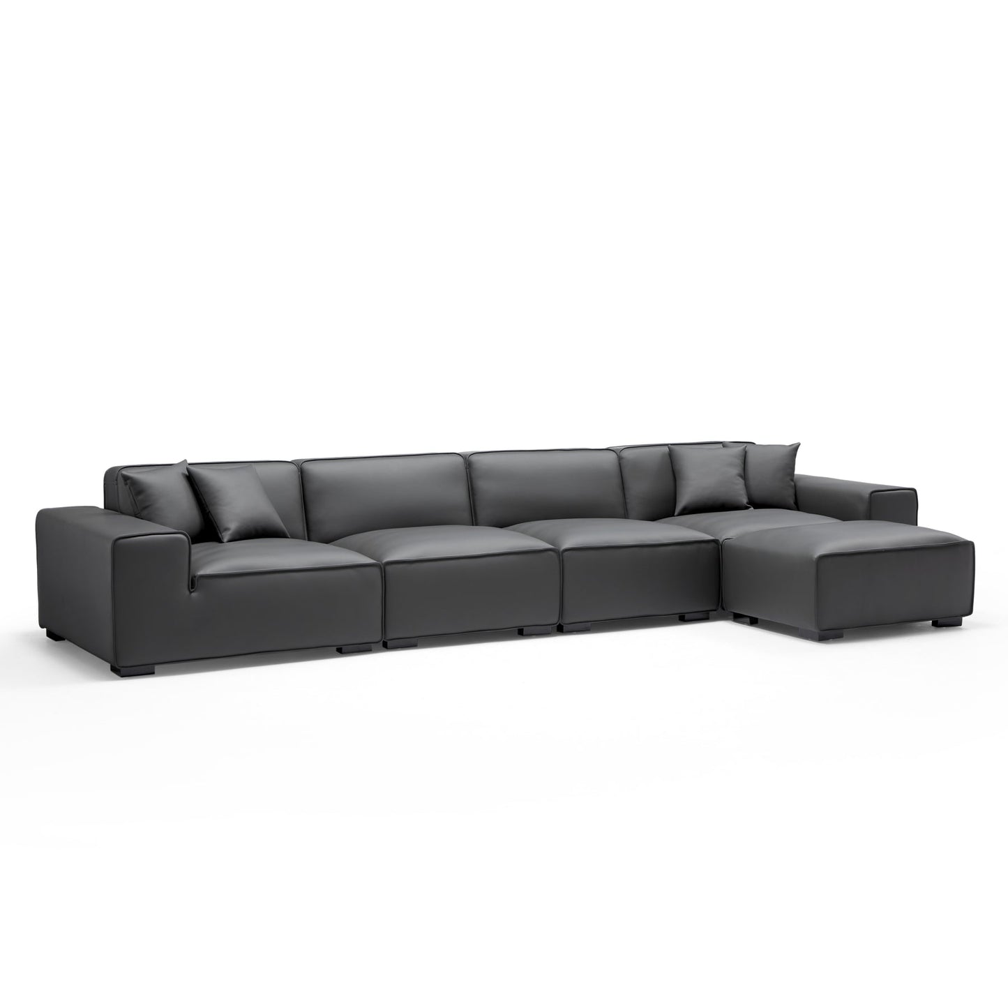 Genuine leather upholstery modular sofa with ottoman