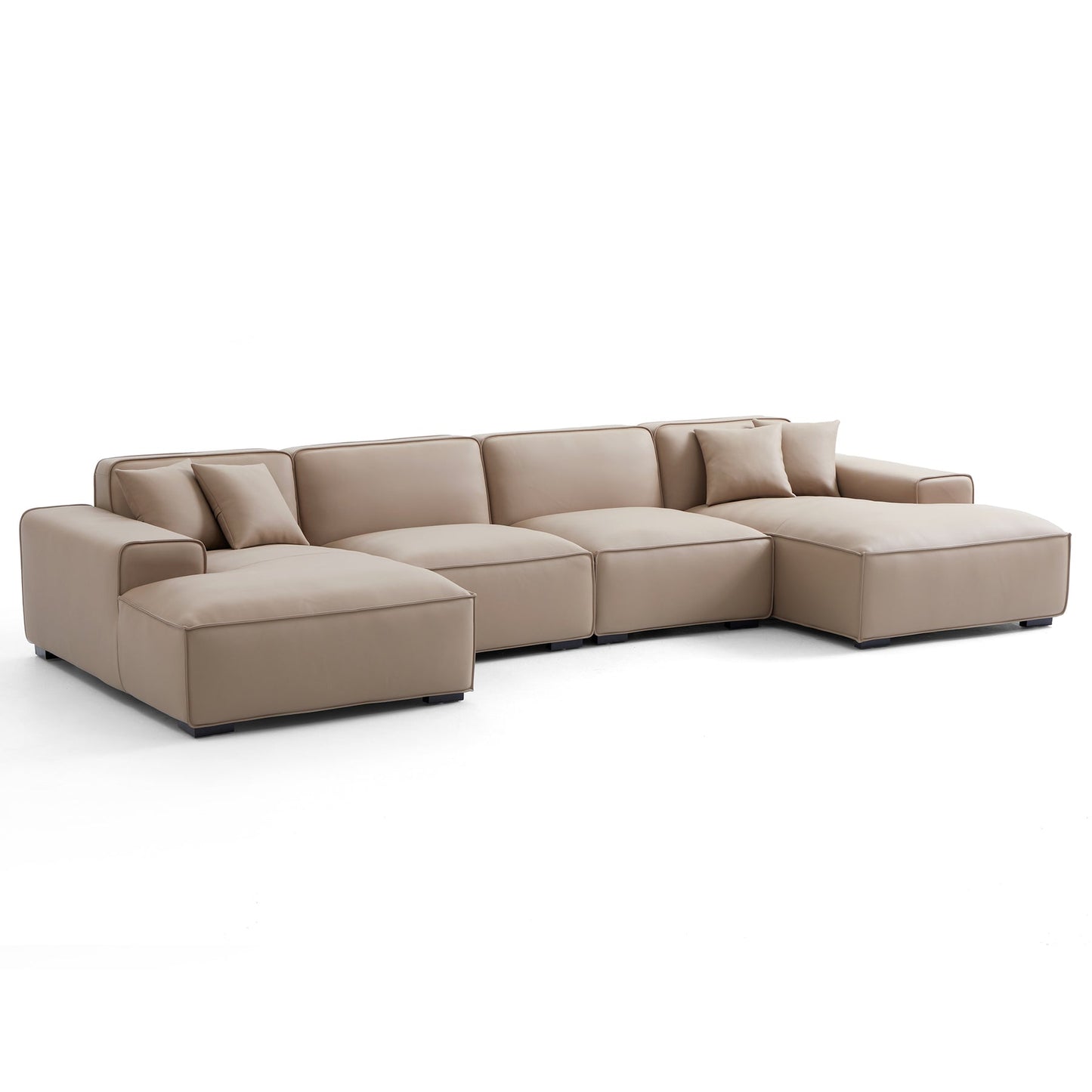 Living room big soft genuine leather u shape sofa