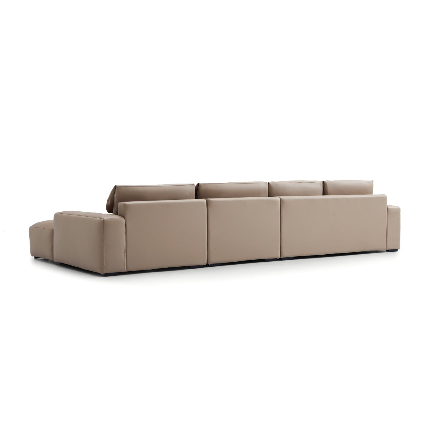 Khaki Genuine Leather Sectional Sofa with Chaise