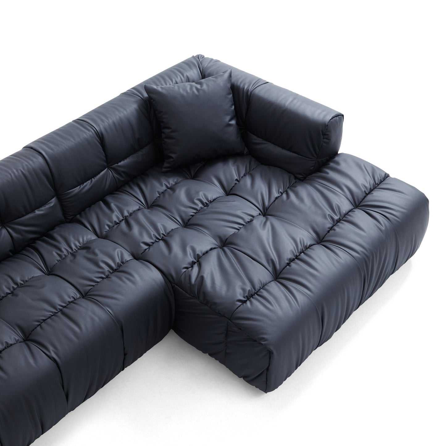 Modern L shape hi tech fabric living room sofa black