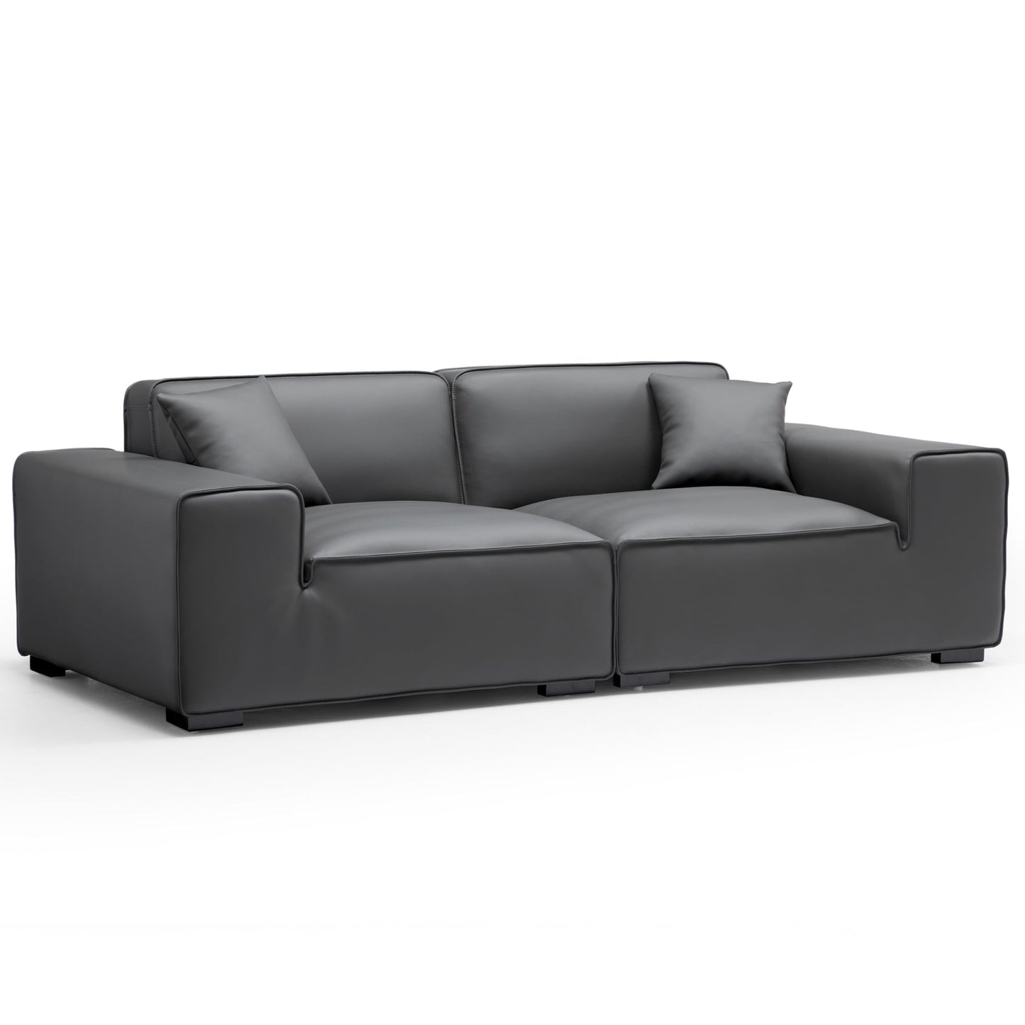 Living room bedroom genuine leather modular sofa dark grey