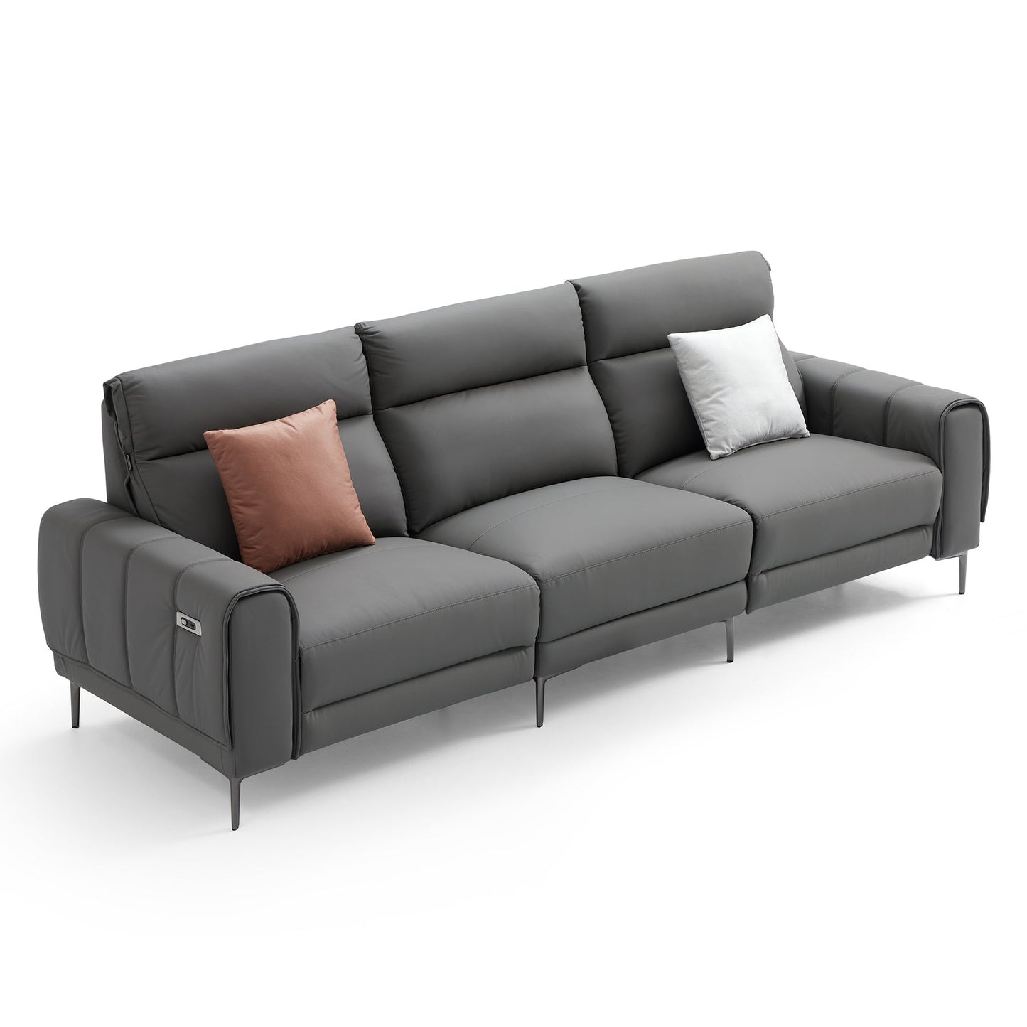Top grain genuine leather electric recliner USB charging leather sofa