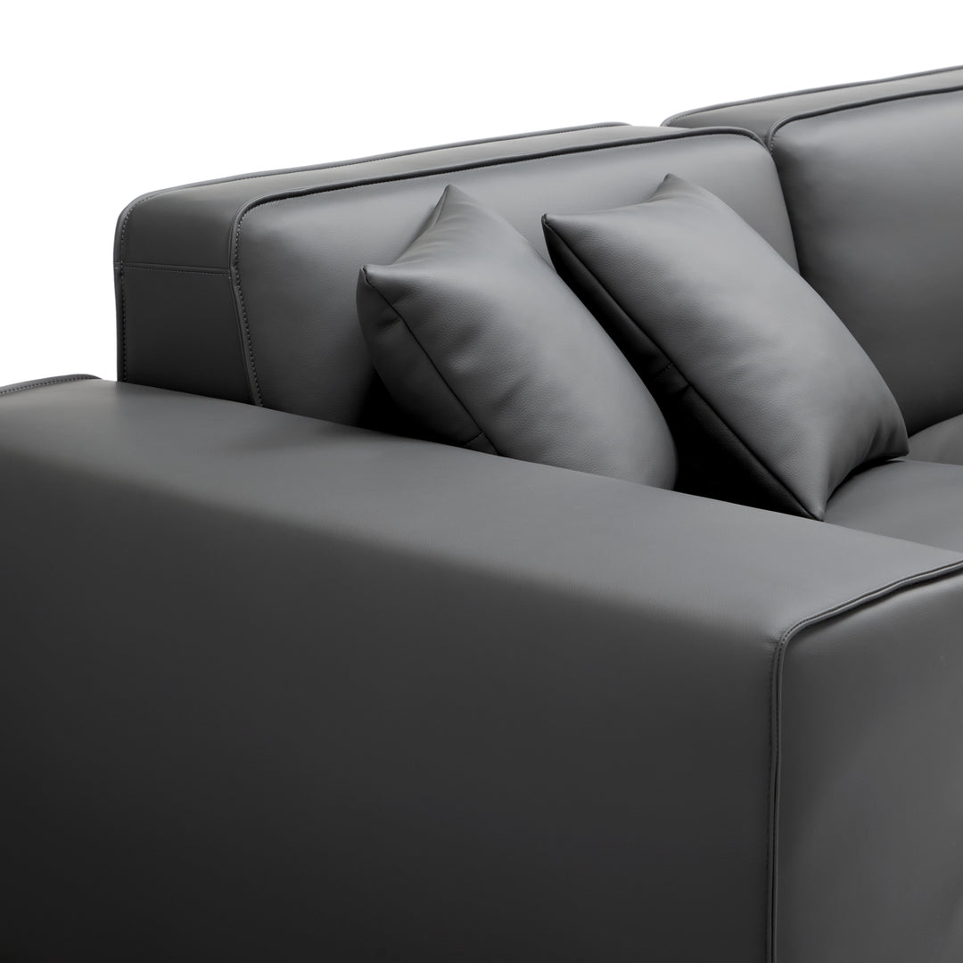 Real leather dark grey u shape corner sectional sofa