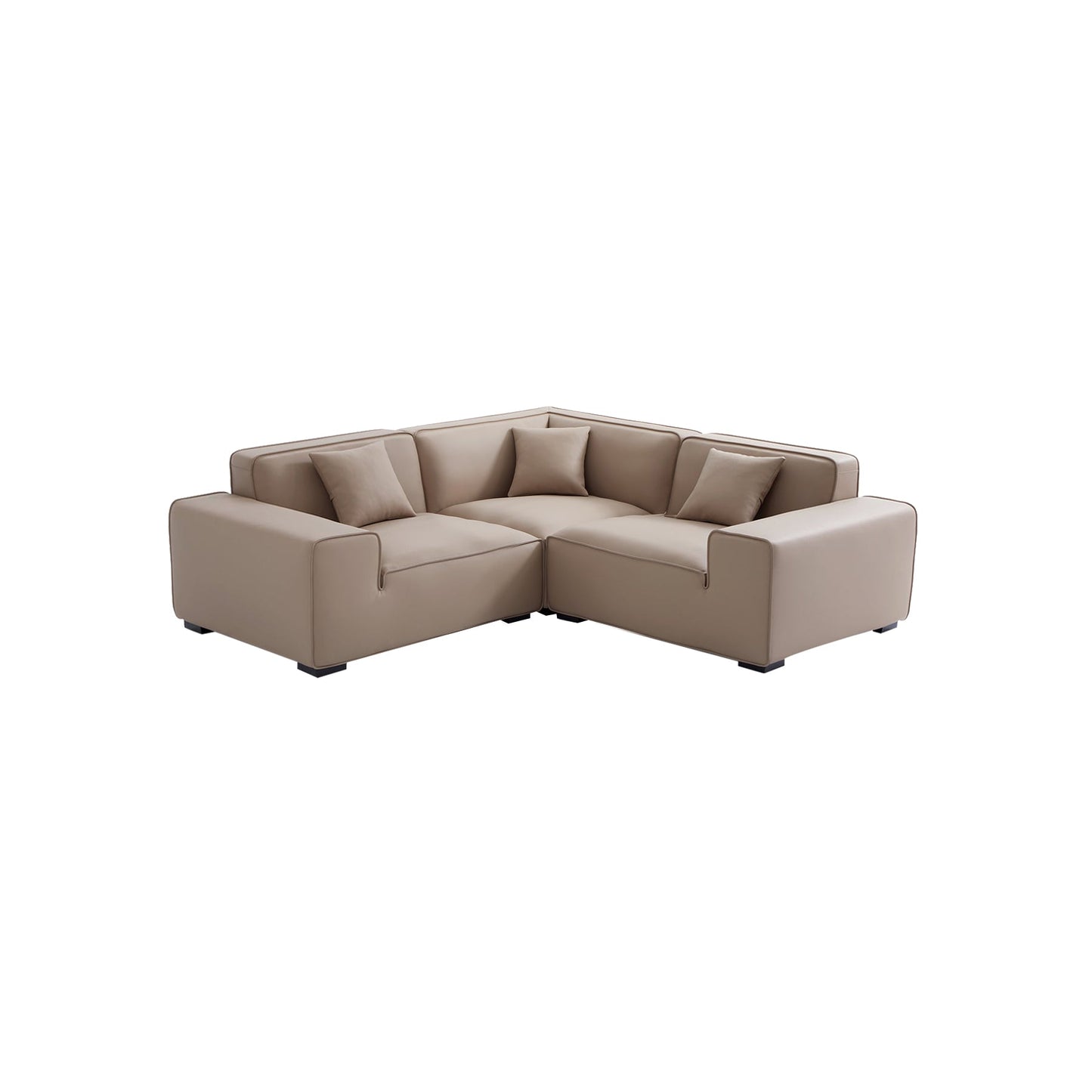 Modern L shape modular khaki genuine leather corner sofa