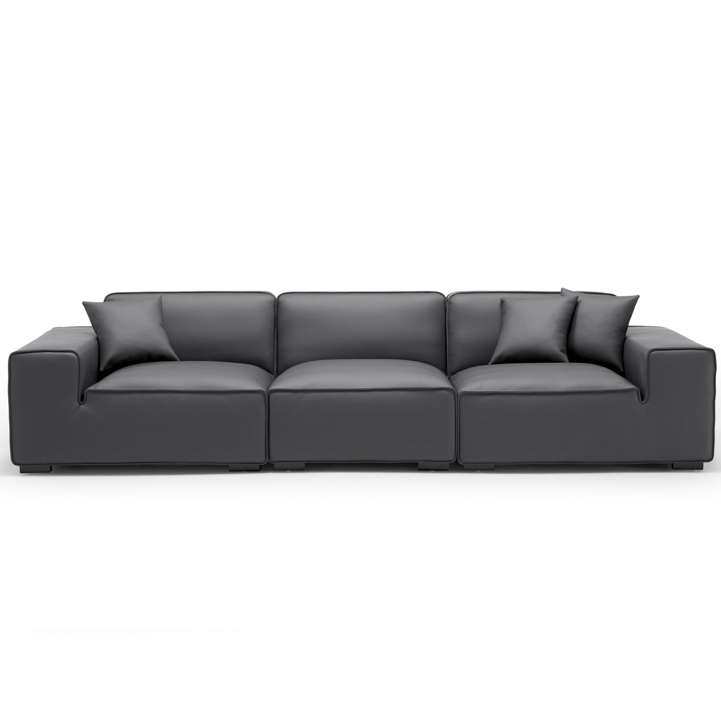 Living room bedroom genuine leather modular sofa dark grey
