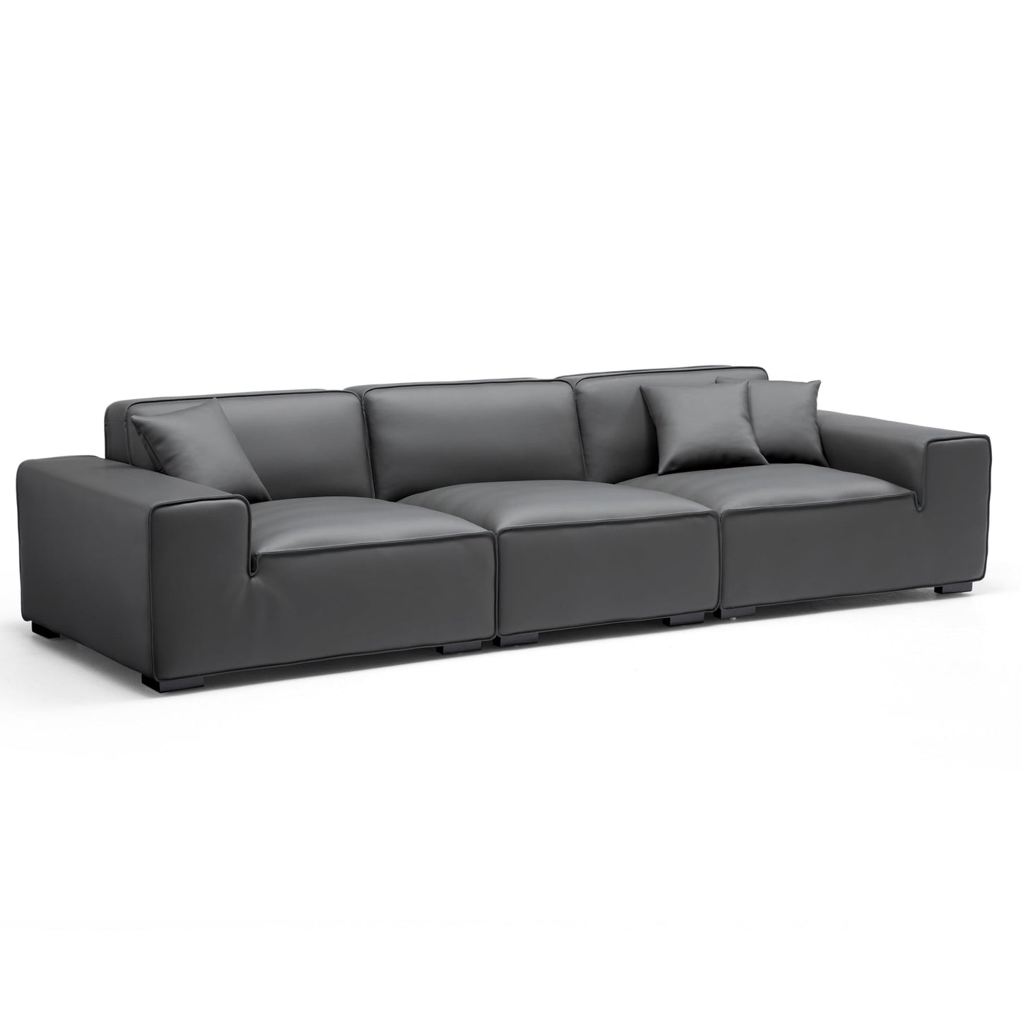 Living room bedroom genuine leather modular sofa dark grey