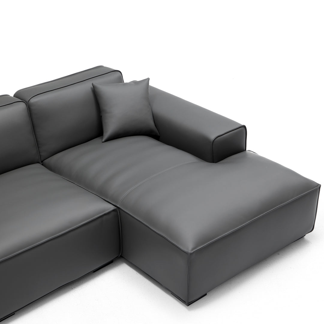 Real leather dark grey u shape corner sectional sofa
