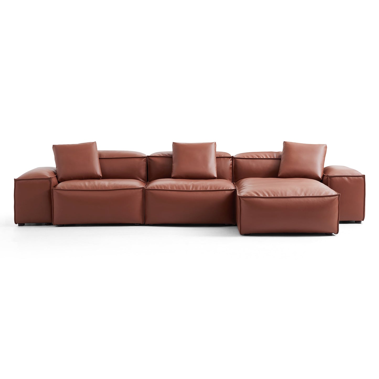 Brown Genuine Leather L Shape Sectional Sofa