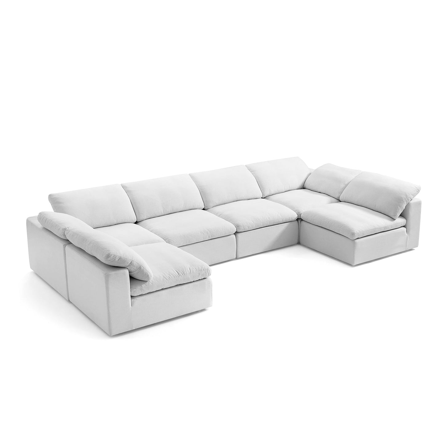 Cozy U-Shape Feather Removable Cover Fabric Modular Sectional Sofa