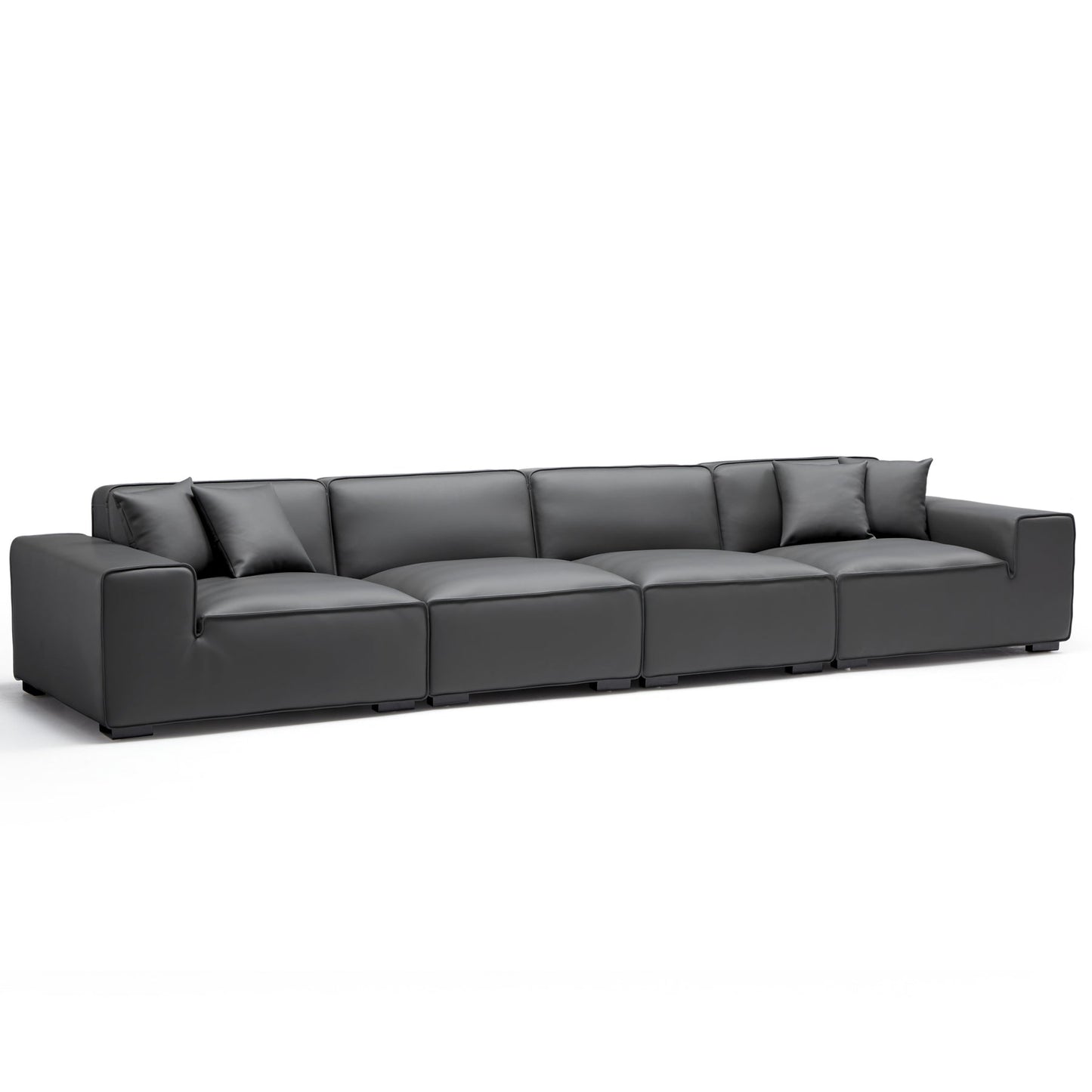 Living room bedroom genuine leather modular sofa dark grey