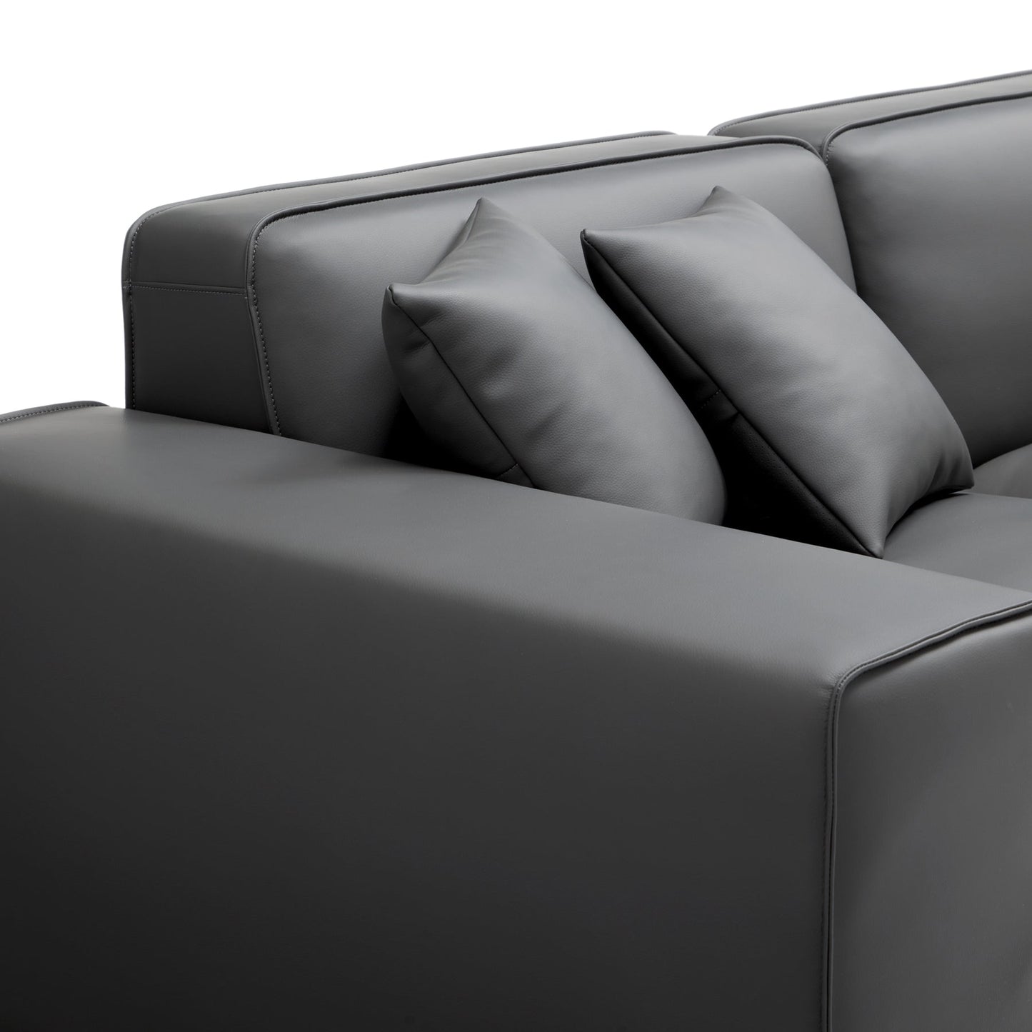 Living room bedroom genuine leather modular sofa dark grey