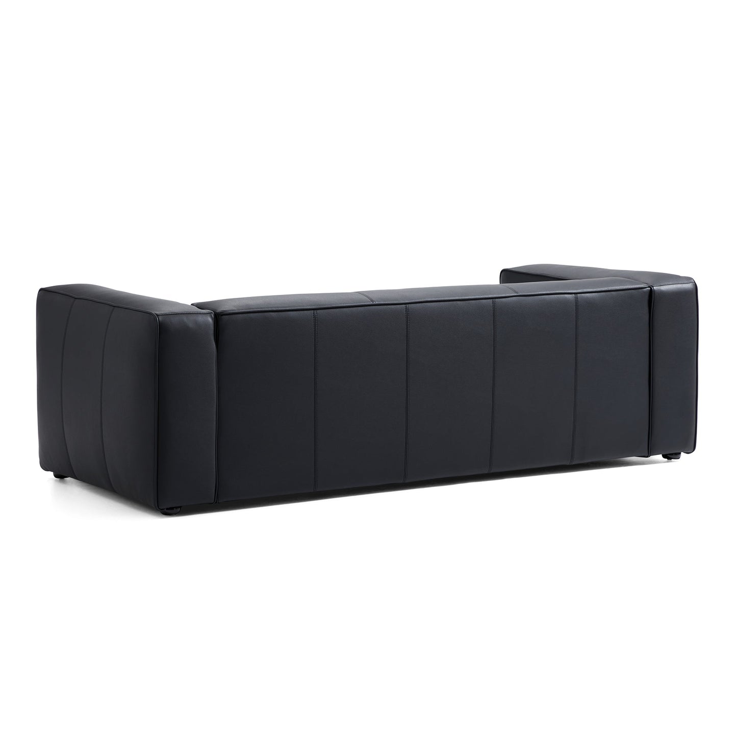 Living room black top grain leather i shape 3 seater sofa couch